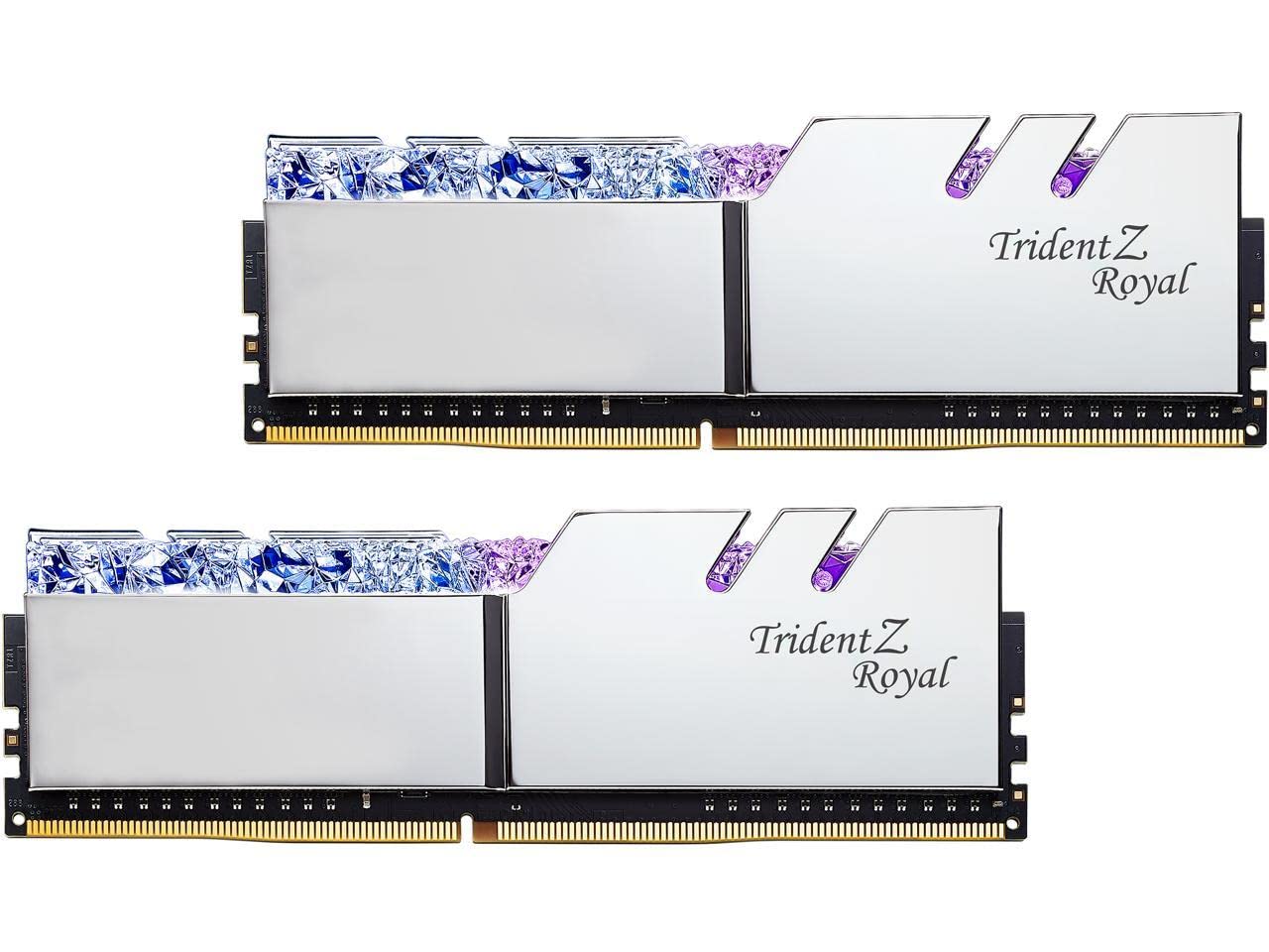 حافظه کامپیوتر دسکتاپ G.SKILL Trident Z Royal Series (Intel XMP) DDR4 RAM 32GB (2x16GB) با سرعت 4000MT/s CL18-22-22-42 و ولتاژ 1.40V - رم یو دیم - نقره‌ای (F4-4000C18D-32GTRS)