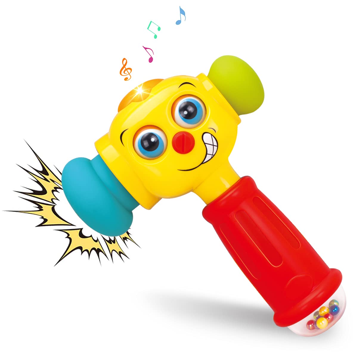 سلام! اسباب‌بازی چکش برای کودکان، اسباب‌بازی آموزشی با چراغ‌ها، شمارش و دانه‌های تک تک، 2 حالت (موزیک و آموزشی)، چکش لاستیک نرم برای بازی حسی، اسباب‌بازی آموزشی برای نوزادان 12-36 ماهگی