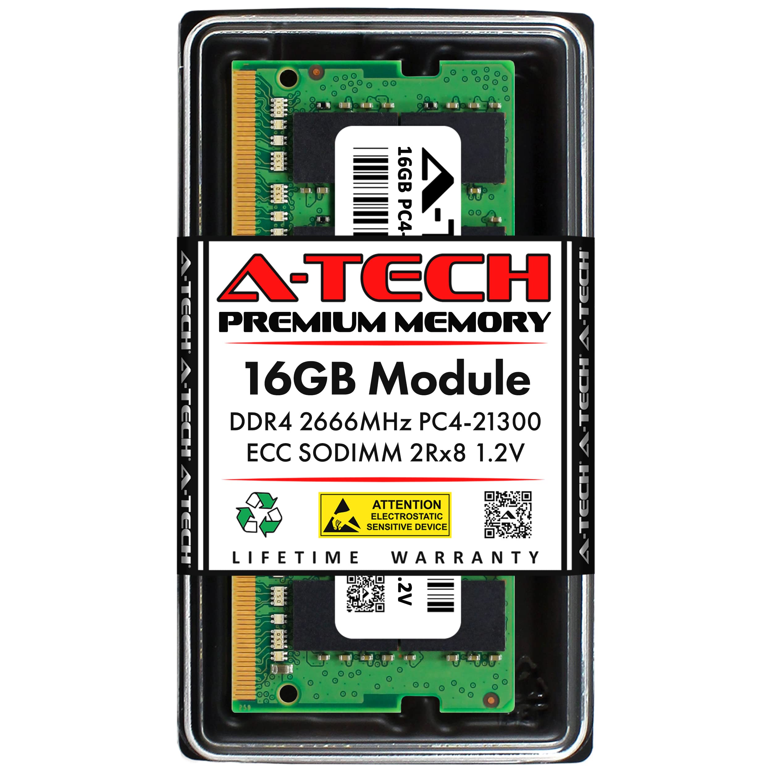 ماژول حافظه 16GB RAM A-Tech جایگزین برای Hynix HMA82GS7CJR8N-VK | DDR4 2666MHz PC4-21300 (PC4-2666V) 2Rx8 1.2V ECC Unbuffered SODIMM 260-Pin