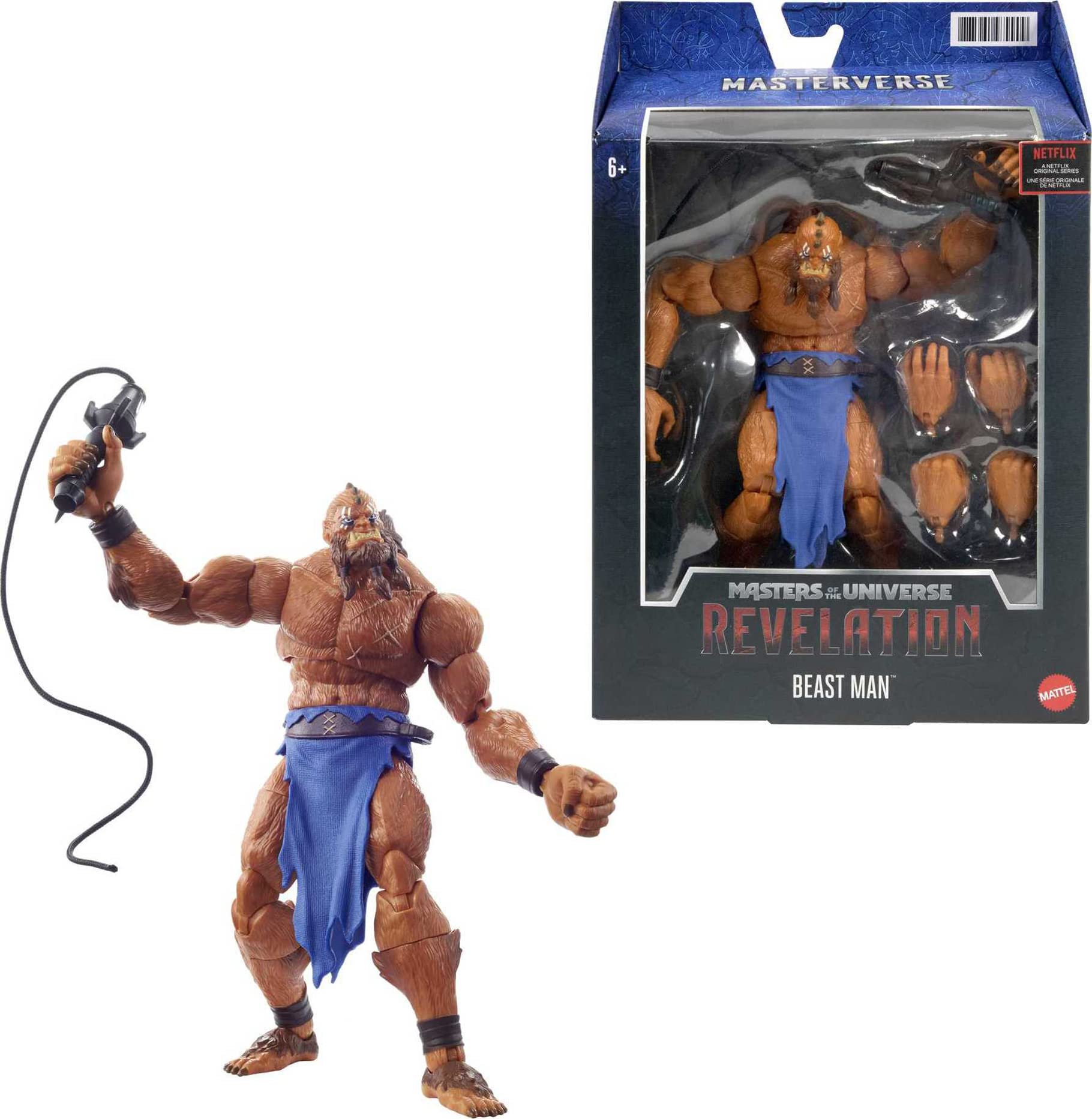 عملاقانه‌های جهان Masterverse Revelation Beast Man عملکرد شکننده 7 اینچی از افراد جنگ مایتی برای بازی داستانی و نمایش‌دهی، هدیه بخاطر کودکان 6 ساله و بزرگسالان مجمع‌کننده، MOTU