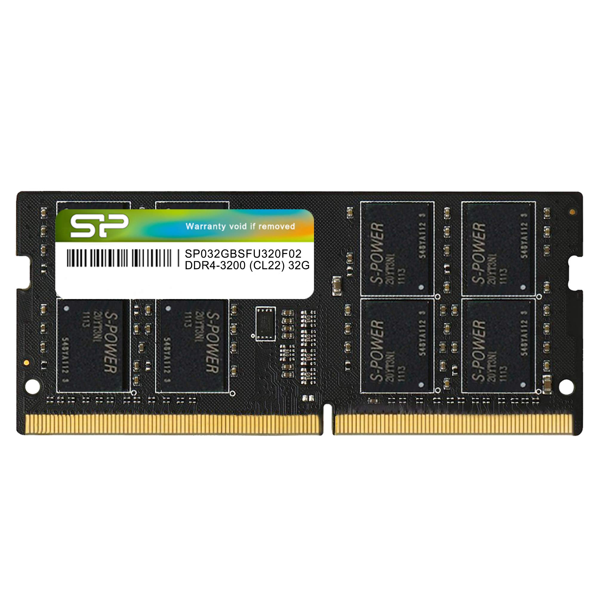 حافظه لپ تاپ DDR4 سیلیکون پاور 32GB با فرکانس 3200MHz (PC4-25600)، با CL22، SODIMM 260-Pin، و ولتاژ 1.2V، بدون ECC، مناسب برای نوت‌بوک‌ها و کامپیوترهای قابل‌حمل.