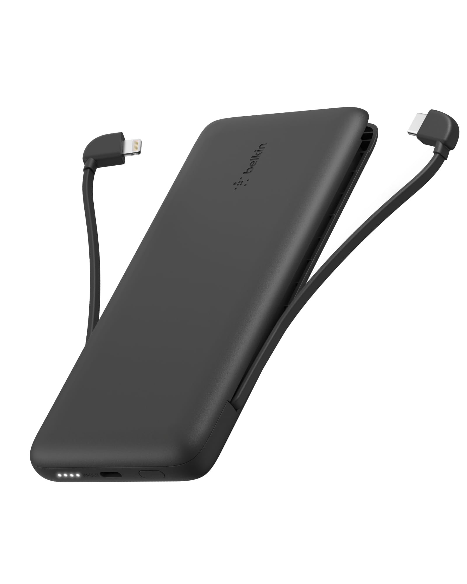 Belkin Boostcharge Plus 10K Portable Charger Power Bank (10,000 Mah With Integrated Lightning (Mfi) And Integrated Usb-C Cables And Additional Usb-C Charging Port) - Black
