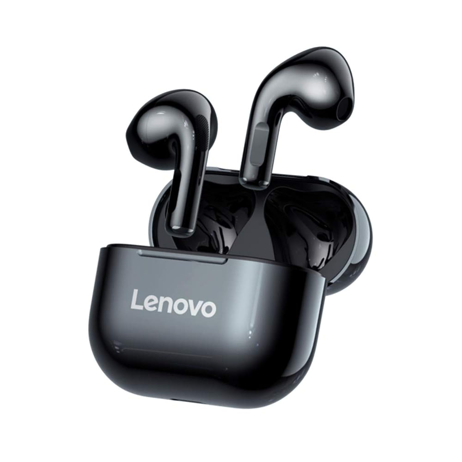 هدفون بی‌سیم Lenovo LivePods LP40 TWS نیمه درون گوشی با بلوتوث 5.0 با کنترل لمسی، تماس آزاد، صدای استریو، لغو نویز، با کارت طراحی دوگوشی، رنگ مشکی