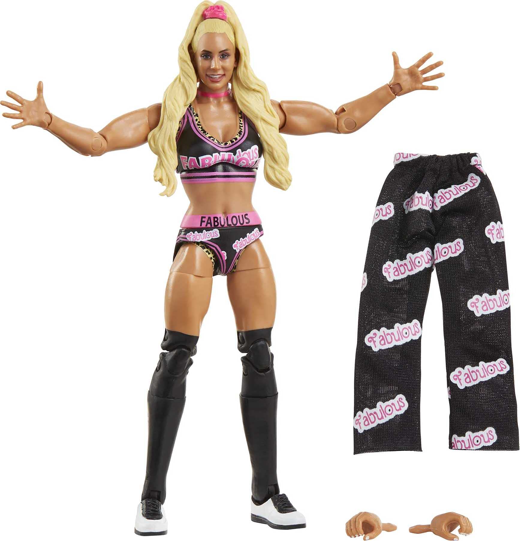 مجموعه الیت WWE Carmella از ماتل با عدد اکشن فیگور شماره ۸۶ به ارتفاع ۶ اینچ، قابل تنظیم برای جمع آوری و هدیه دادن به طرفداران ۸ سال به بالا.