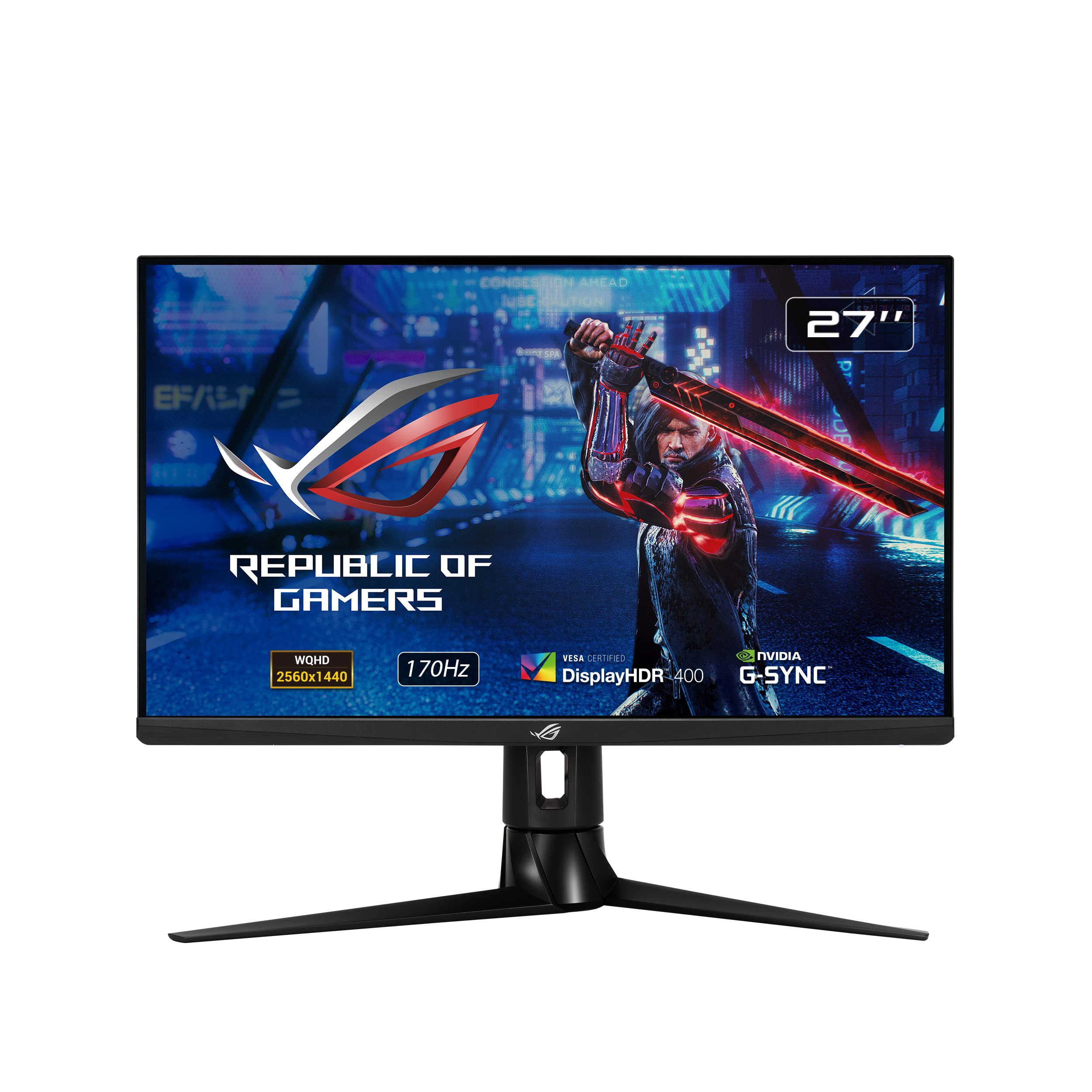 صفحه نمایش بازی ASUS ROG Strix XG27AQ HDR - 27 اینچ WQHD (2560 × 1440)، IPS سریع، اورکلاک 170Hz (بالای 144Hz)، 1ms (GTG)، همگام سازی ELMB، سازگار با G-SYNC، DisplayHDR™ 400 27" QHD 170hz