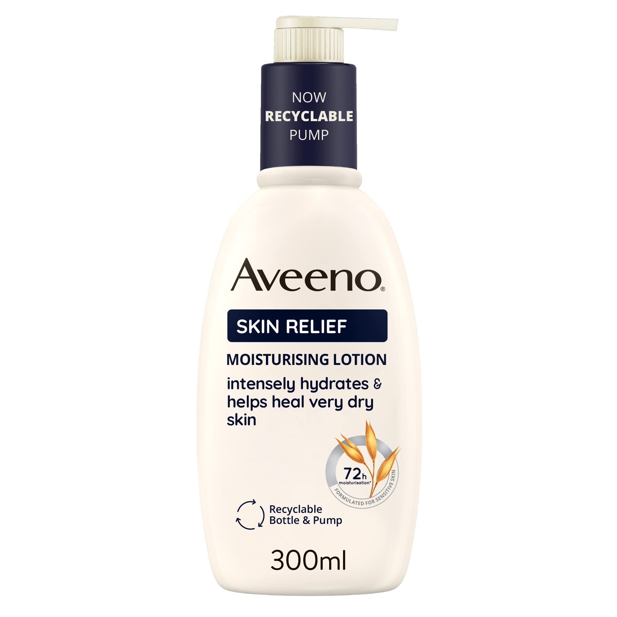 لوسیون بدن آوینو، تغذیه کننده پوست راحتی Skin Relief با اثبات بالینی برای مرطوب کردن شدید تا 72 ساعت، کمک به درمان پوست خیلی خشک و خارشی، ۳۰۰ میلی لیتر