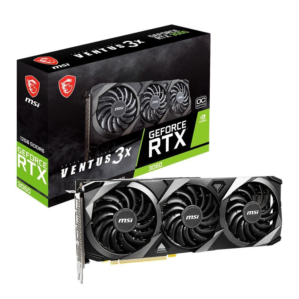 کارت گرافیک بازی MSI GeForce RTX 3060 VENTUS 3X 12G OC - 12GB GDDR6، 1807 MHz، PCI Express Gen 4، 192 بیت، 3x DP v 1.4a، HDMI 2.1 (پشتیبانی از 4K) GeForce RTX 3060 VENTUS 3X 12G OC تک‌سیم‌کارت.