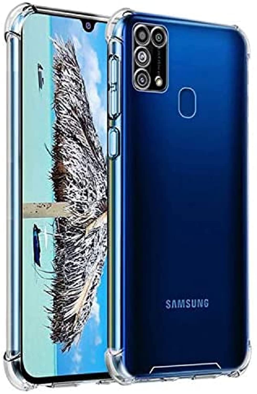 قاب شفاف سازگار با گوشی سامسونگ Galaxy M31 + واقعیتافزای صفحه نمایش برای M31 [جذب ضربه] [مقاوم در برابر خش] [محافظت درجه نظامی] – قاب بمپر شفاف TPU