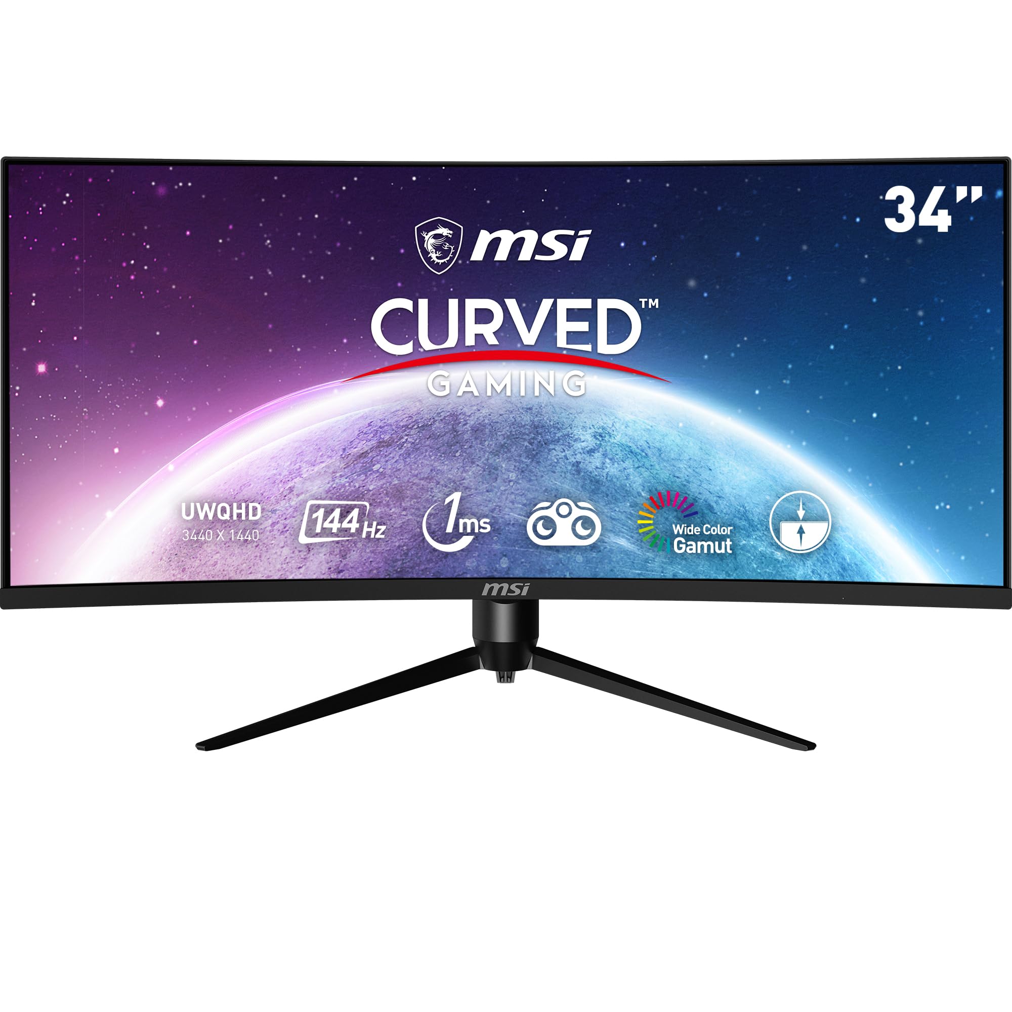 MSI Optix MAG342CQR بازی-مانیتور منحنی 34 اینچ، نمایش 21:9 (UWQHD) 3440x1440، فرکانس 144هرتز، 1میلی‌ثانیه، پانل VA، FreeSync Premium، HDR آماده، نور میستیک RGB