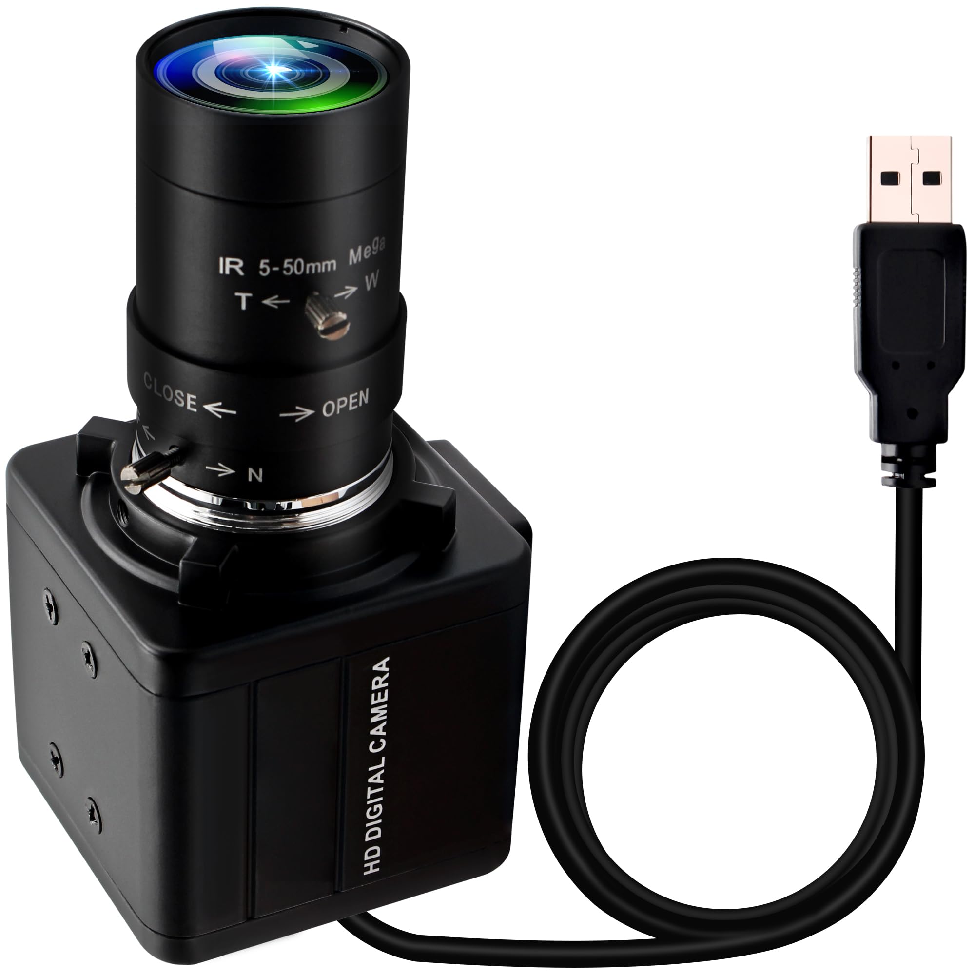 وب‌کم زوم ELP FHD 1080P با لنز فوکوس متغیر 5-50 میلیمتر، دوربین وب 2 مگاپیکسل IMX323 Plug & Play، دوربین وب با نوردهی کم 0.01Lux، دوربین لپ‌تاپ کامپیوتری USB سازگار با ویندوز/لینوکس USBFHD06H-MFV (5-50) 1080P با سنسور IMX322