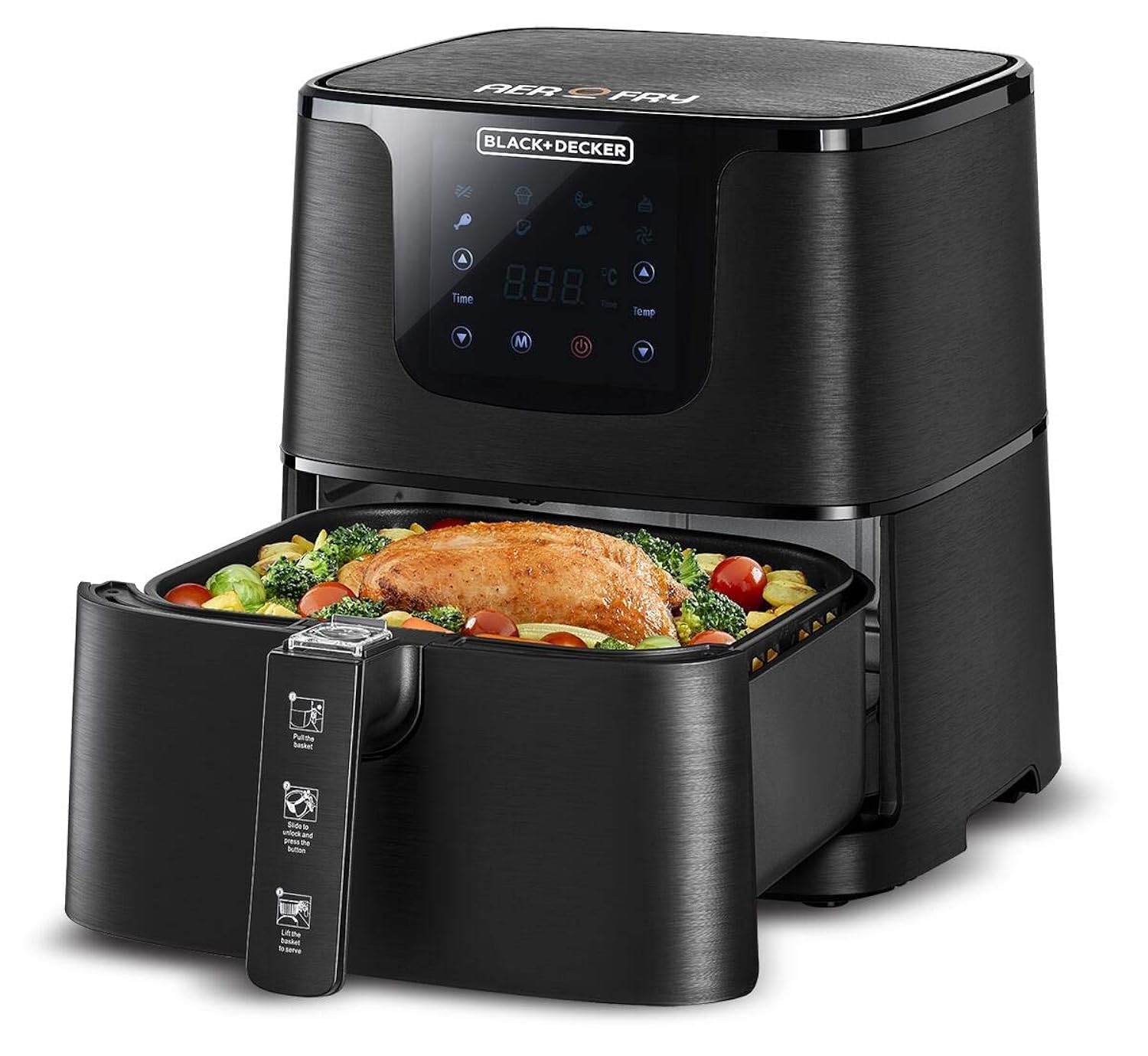 ماشین سرخ‌کن BLACK+DECKER 7 برنامه‌ی پیش‌تنظیم شده با پنل کنترل دیجیتال 1700 وات و 5.8 لیتر مدل AF700-B5