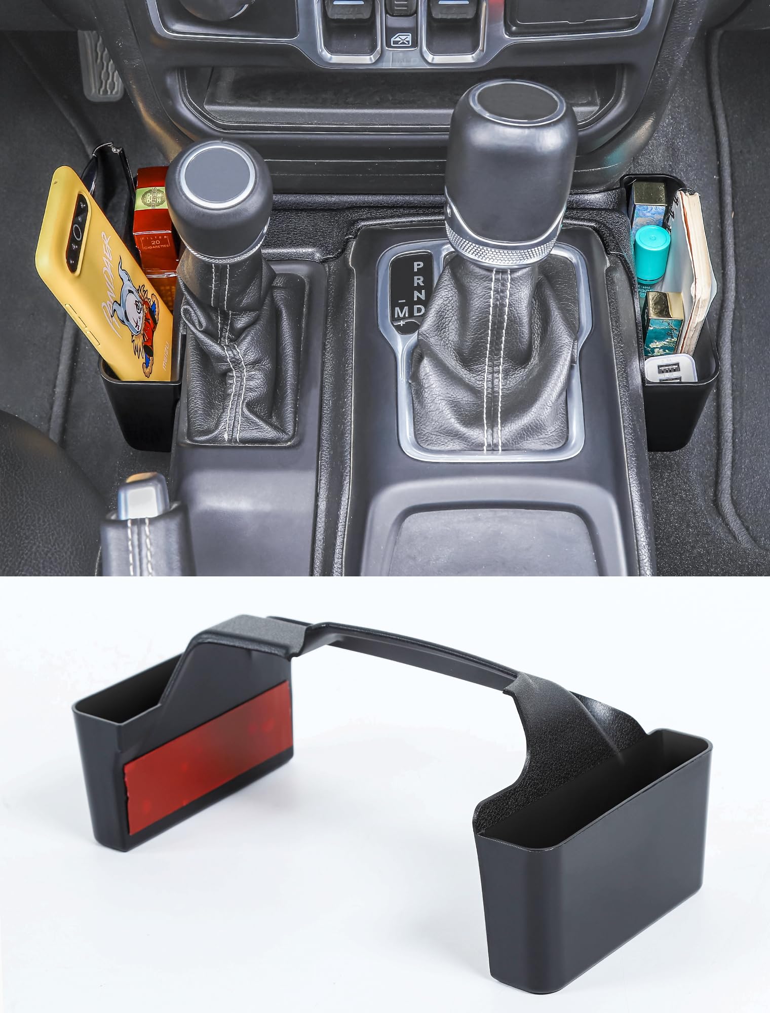 صندوق ذخیره‌سازی دنده Savadicar GT-2، سینی ذخیره‌سازی کنسول شیفتر کناری مناسب برای جیپ رنگلر JL JLU و گلادیاتور JT سال‌های 2018-2024، لوازم جانبی ذخیره‌سازی داخلی، رنگ مشکی، 1 عدد استاندارد بدون الگو