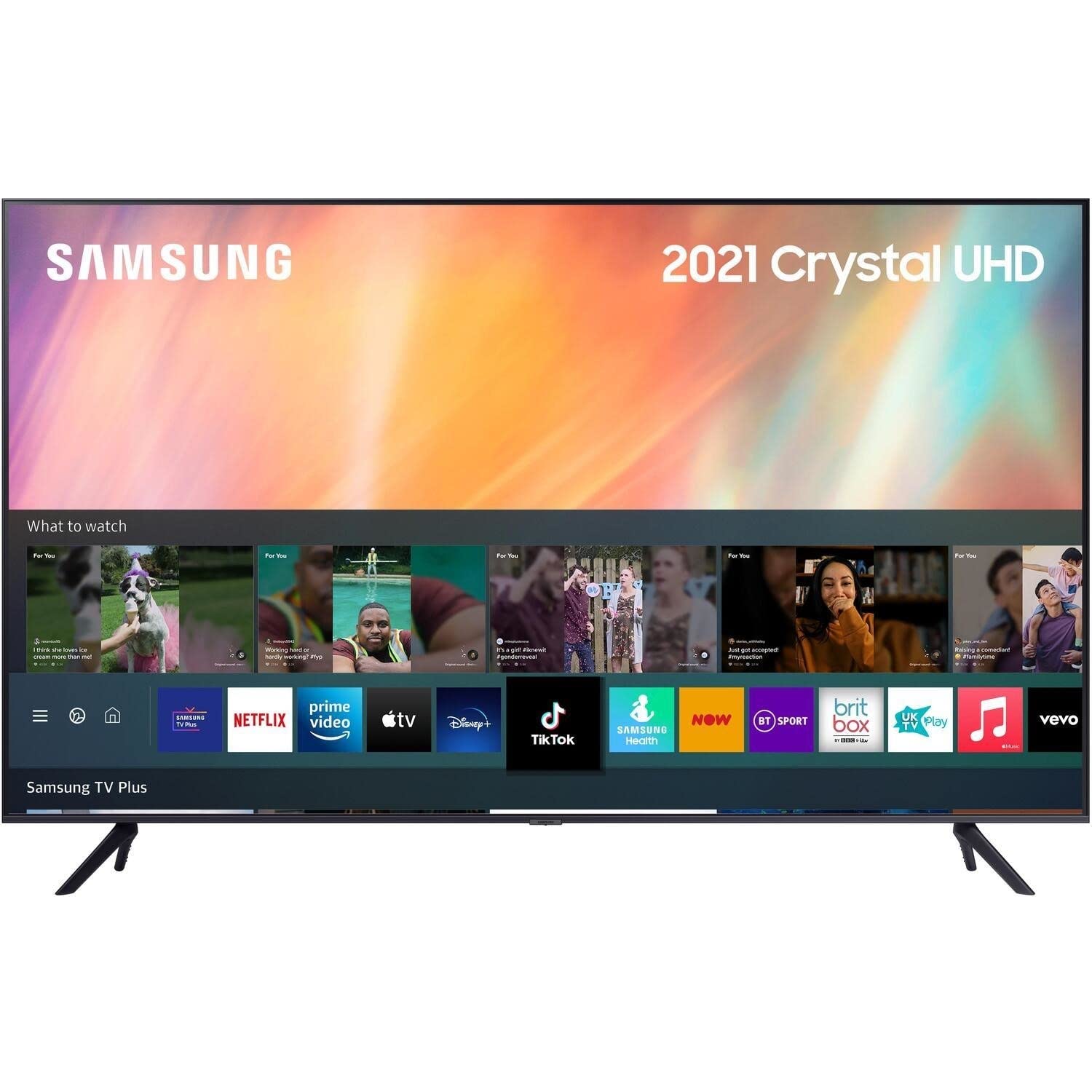 تلویزیون هوشمند سامسونگ AU7000 85 اینچ (2021) - تلویزیون هوشمند Crystal 4K با کیفیت تصویر HDR10 +، تصویر Motion Xcelerator، نسخه بین‌المللی Samsung Q-Symphony