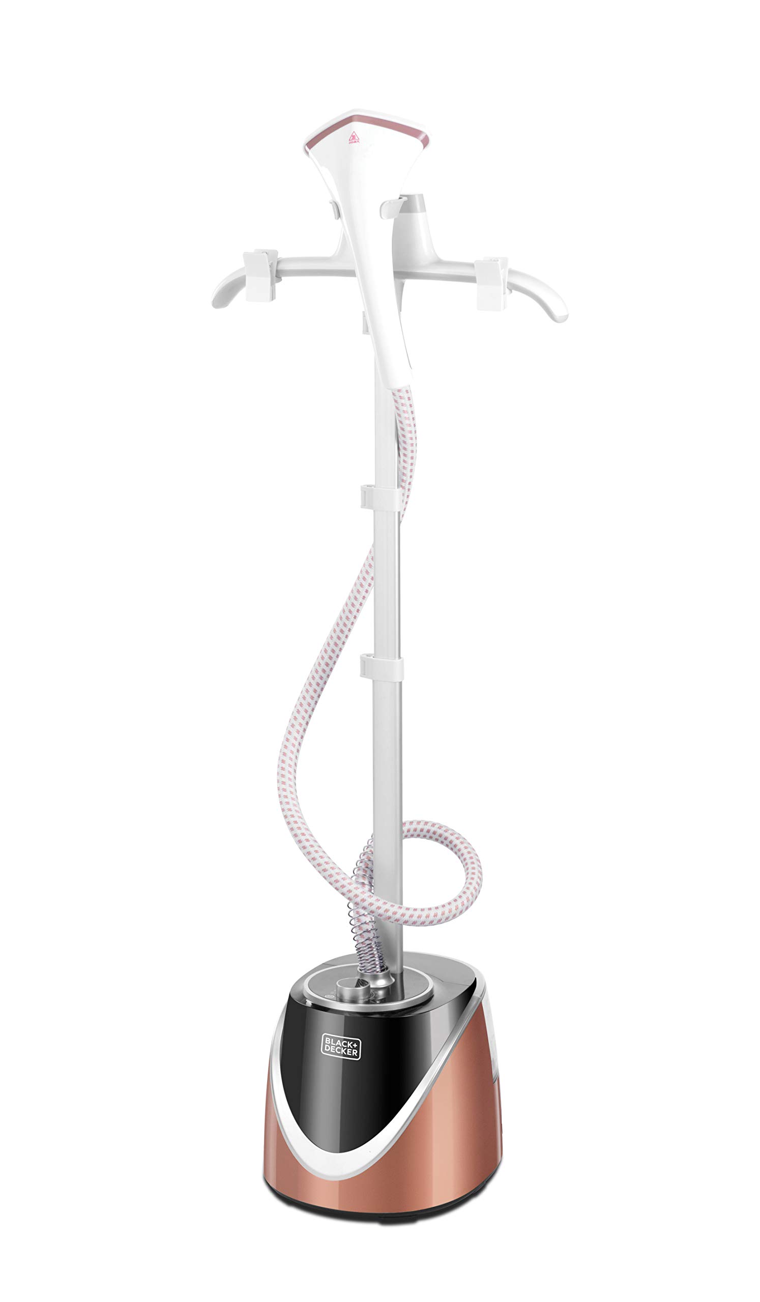 استیمر لباس عمودی BLACK+DECKER، ۱۷۴۰ وات، ۶ سطح بخاردهی، مخزن ۱.۸ لیتری برای ۵۵ دقیقه بخاردهی مداوم، گرم شدن سریع در ۵۰ ثانیه، قطب تک‌پایه قابل تنظیم، ذخیره‌سازی فشرده - هلو، GST1600-B5