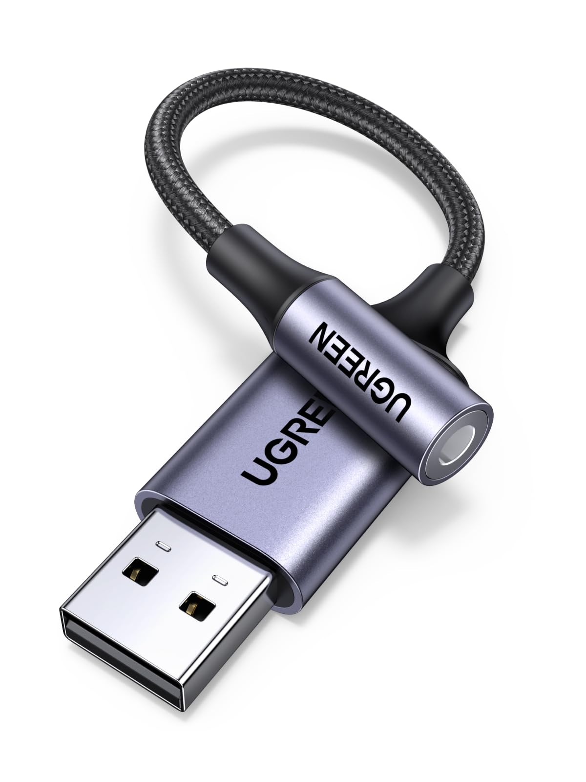 UGREEN USB Sound Card USB A to 3.5mm Audio Adapter External Sound Card Microphone Adapter usb to audio jack headset trrs Compatible with PS5, Switch, Laptop, PC, Linux, MAC OS, Android -25CM