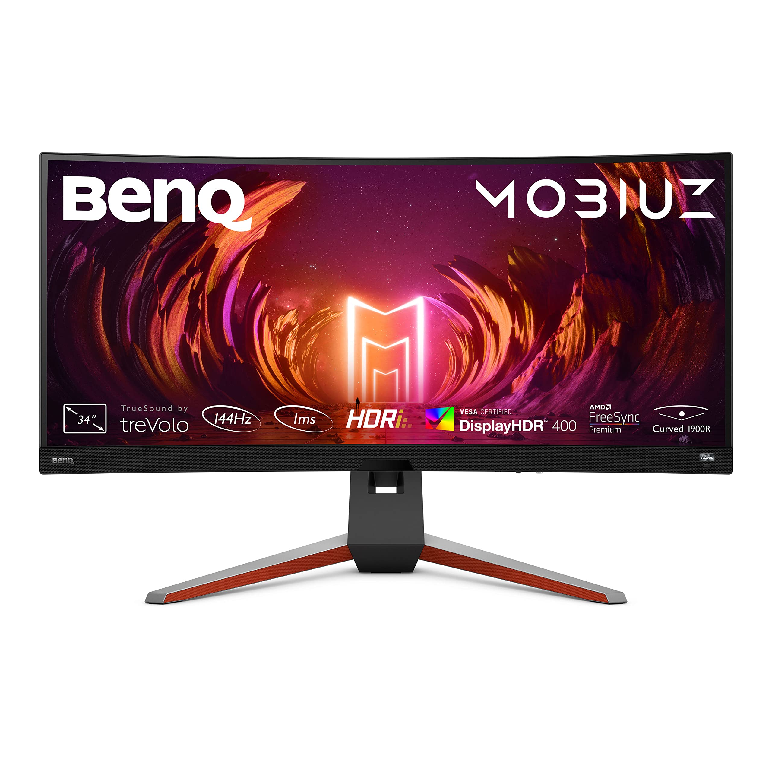 مانیتور منحنی اولتراواید بنکی مدل MOBIUZ EX3415R با ابعاد 34 اینچ برای بازی | 144Hz 1ms | IPS | بهینه‌سازی HDRi | دو بلندگو + ساب‌ووفر | فری‌سینک پریمیم | محافظت از چشم و پایه قابل تنظیم ارتفاع/تیلت [EX3415R] منحنی 34 اینچ / ورودی دابل QHD 3440x1440 / 144Hz