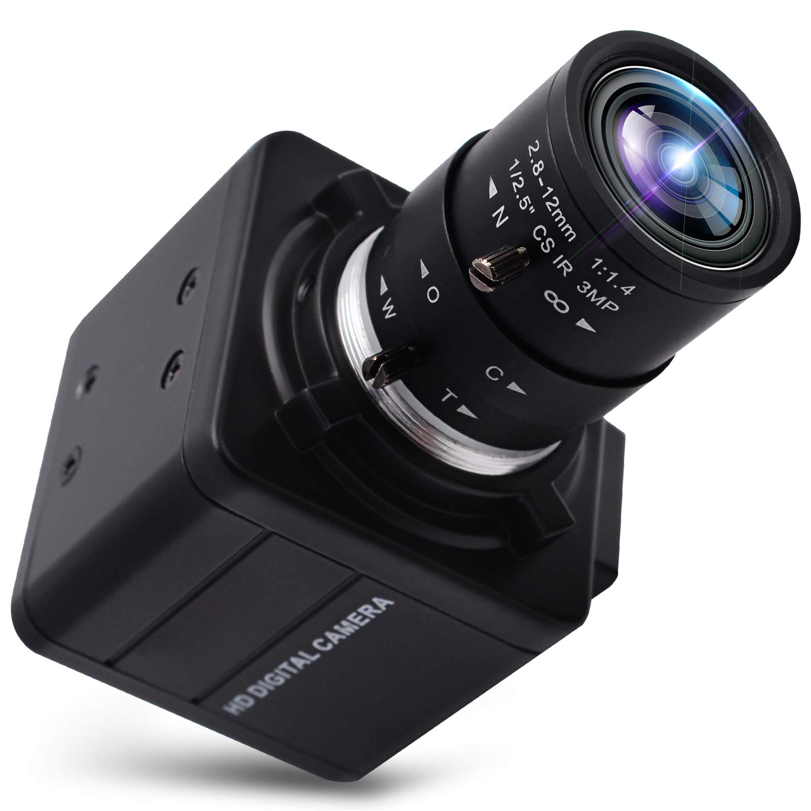 دوربین USB SVPRO 1080P با زوم لنز واریفوکال 2.8-12 میلی‌متر، فوکوس دستی، حسگر IMX323، وب‌کم زوم نورکم با ورودی USB UVC و قابلیت اتصال و پخش بیرونی برای کامپیوتر PC، لپ‌تاپ، پشتیبانی از H.264 2 مگاپیکسل لنز زوم 2.8-12 میلی‌متر (نور کم 0.01 لوکس)