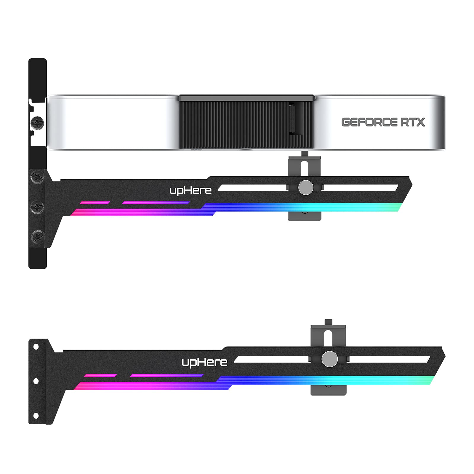 پایه گرافیکی upHere، پایه ساپورت GPU  کارت گرافیکی، براکت تثبیت کارت ویدیو، براکت نگهدارنده کارت ویدیو/ هالستر (لوله LED ARGB)، G276ARGB مشکی Argb Led