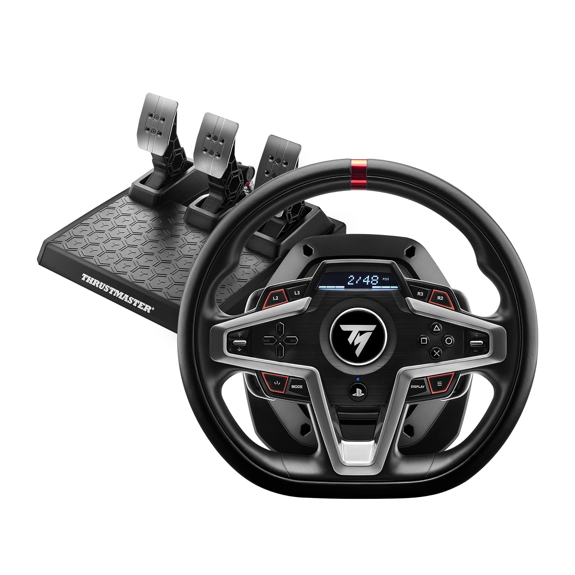 Thrustmaster T248، فرمان رانندگی و پدال های مغناطیسی، HYBRID DRIVE، دنده های مغناطیسی، بازخورد قدرت دینامیک، صفحه نمایش با اطلاعات مسابقه (PS5، PS4، PC)