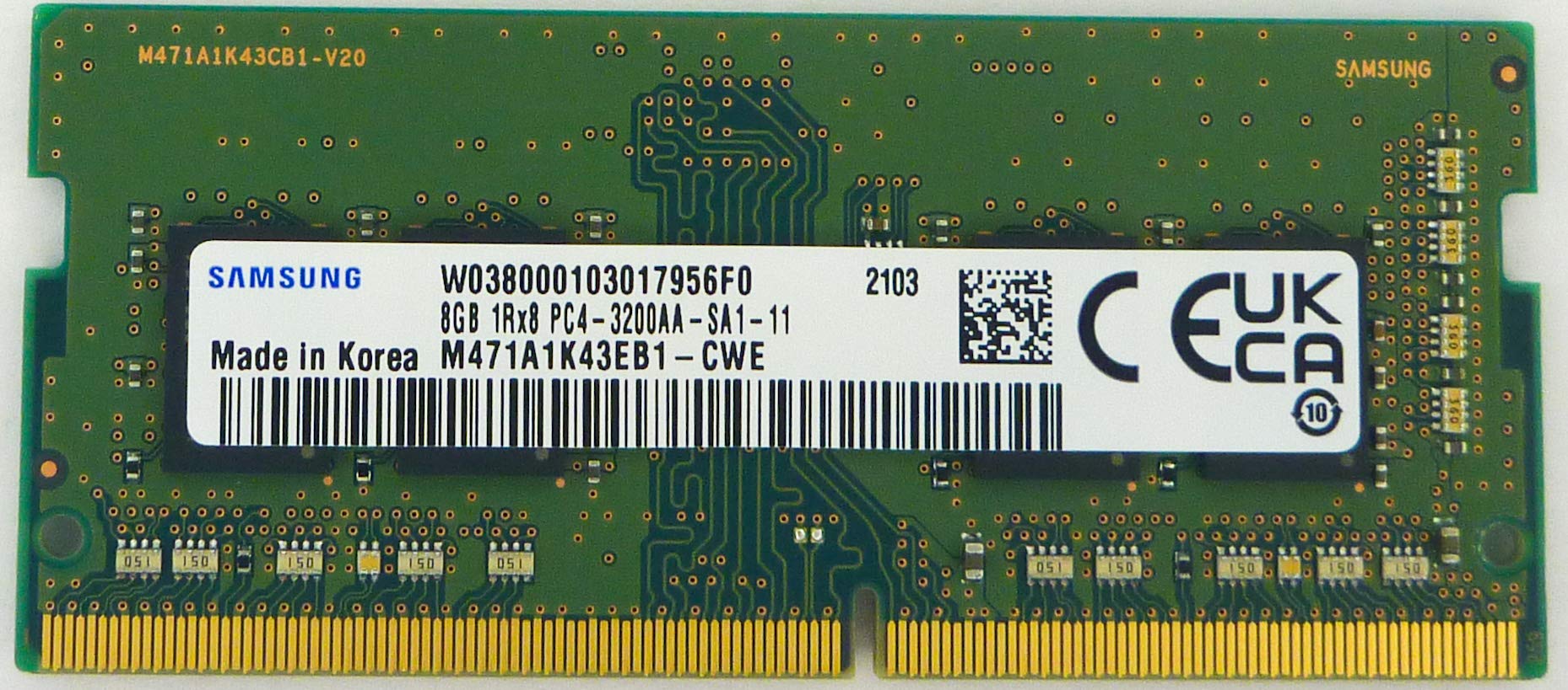 ماژول حافظه RAM لپ تاپ 8 گیگابایت DDR4 3200 مگاهرتز 260 پین SODIMM با ولتاژ 1.2 و 1Rx8 از برند سامسونگ مدل M471A1K43EB1-CWE SpotMarket