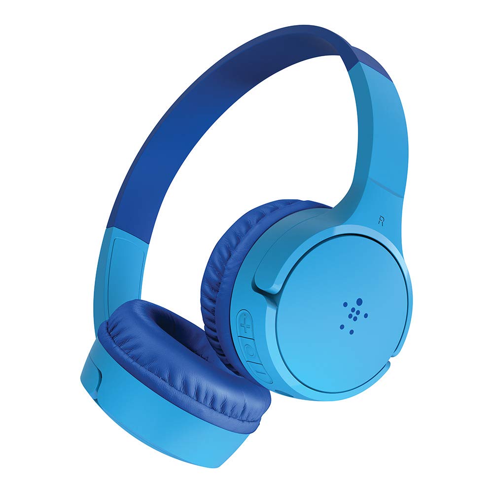 هدفون بی‌سیم Belkin SoundForm Mini Kids با میکروفون داخلی، هدفون‌های بر روی گوش دختران و پسران برای یادگیری آنلاین، مدرسه، سفر قابل استفاده با آیفون‌ها، آیپد‌ها، گلکسی و ... - آبی