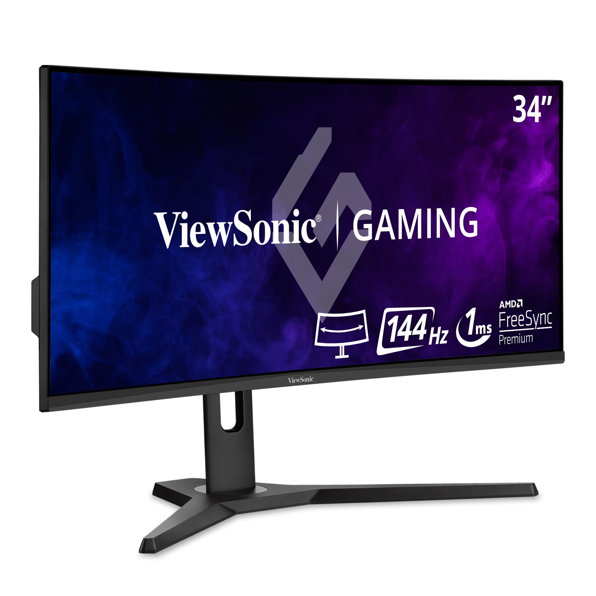 مانیتور بازی ViewSonic OMNI VX3418-2KPC 34 اینچ اولتراواید منحنی با رزولوشن ۱۴۴۰p ، زمان پاسخگویی ۱ میلی‌ثانیه و نرخ تازه‌سازی ۱۴۴Hz با قابلیت Adaptive Sync، مراقبت از چشم، پورت HDMI و Display Port 34 اینچ 1440p 144Hz