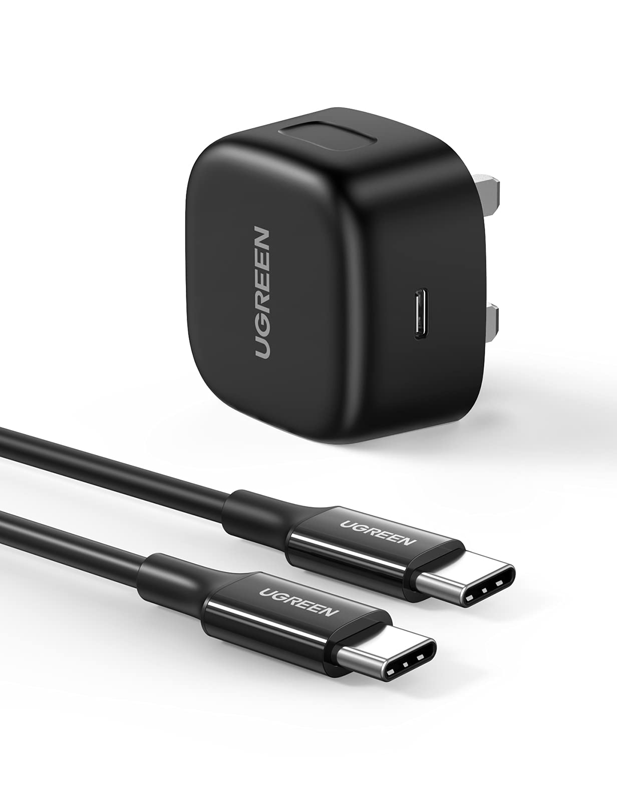 سوییچ سریع 25 وات UGREEN بسته شارژر Samsung با بلوک آداپتور USB C به همراه کابل آداپتور Samsung 2M برای گلکسی S25U، S24U، S23U، S22، زد فولد 6/5، آ06 ال‌تی‌ای/آ55 ال‌تی‌ای، شارژر USB C برای آیپد پرو/ایر، شیائومی، وان‌پلاس و غیره 25 وات با کابل USB C