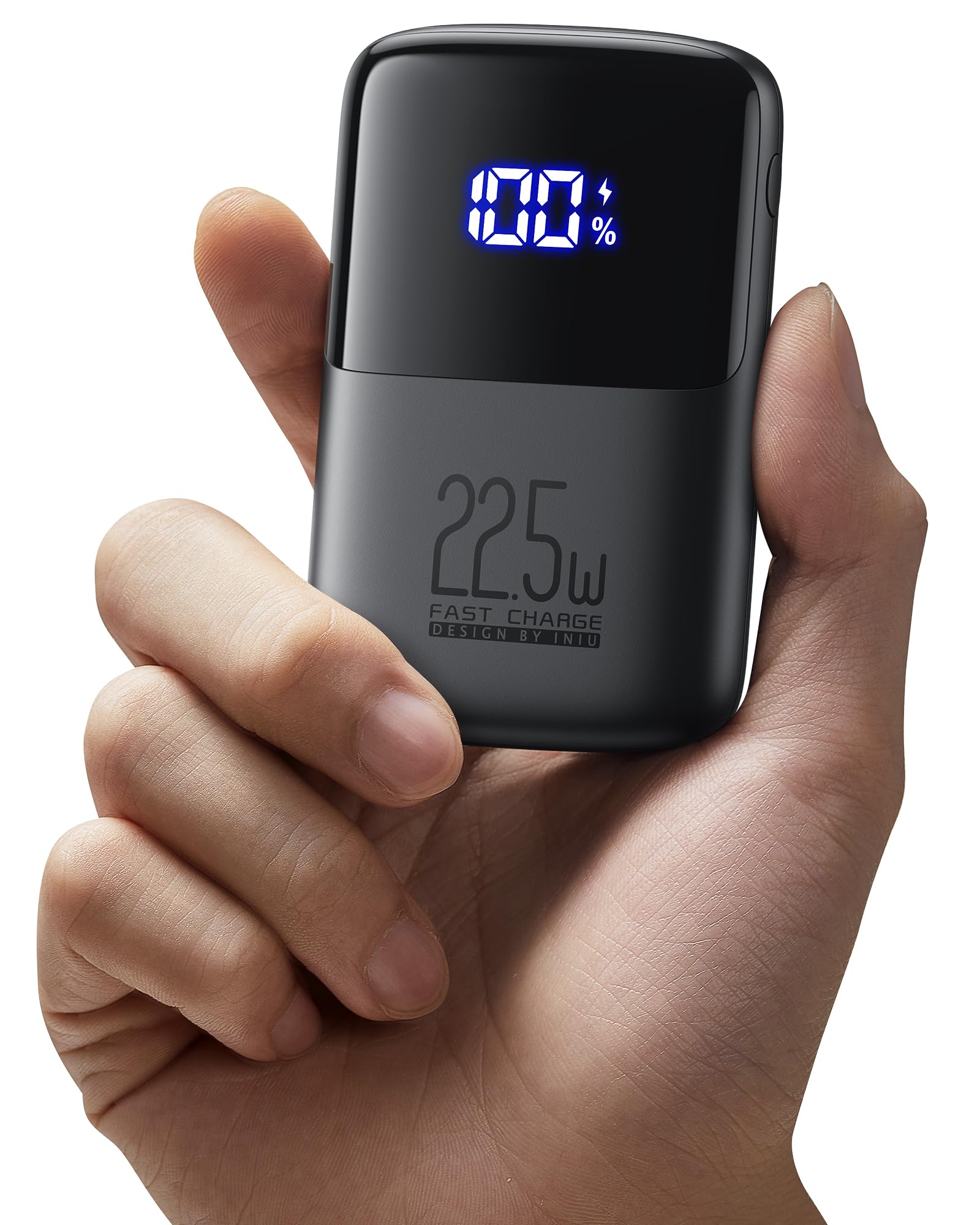 پاور بانک INIU، کوچک‌ترین شارژر قابل حمل 22.5 وات 10000mAh، USB C ورودی و خروجی شارژ سریع 3 پورت، باتری پک مینی با قابلیت نگه‌دارنده تلفن برای آیفون 16 15 14 13 12 پرو مکس، سامسونگ S23، گوگل، آیپد، تبلت، مشکی، جدید