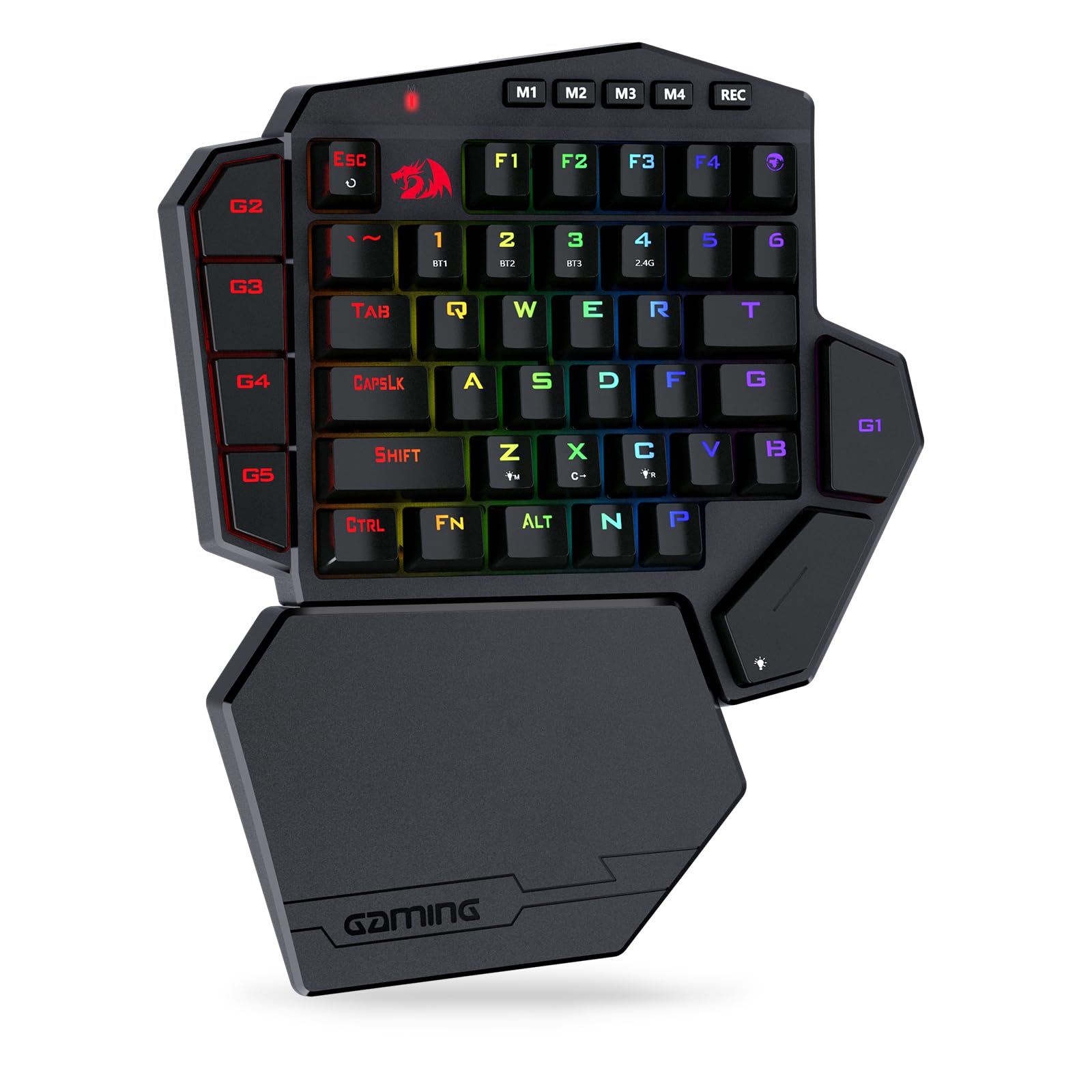 کیبورد مکانیکال بی‌سیم Redragon K585 DITI یک دست، 42 کلید 2.4 گیگاهرتز RGB 40% با 7 کلید ماکرو داخلی، پشتیبانی از مچ دست جداپذیر، باتری ۳۰۰۰mAh (سوئیچ آبی) سوئیچ آبی