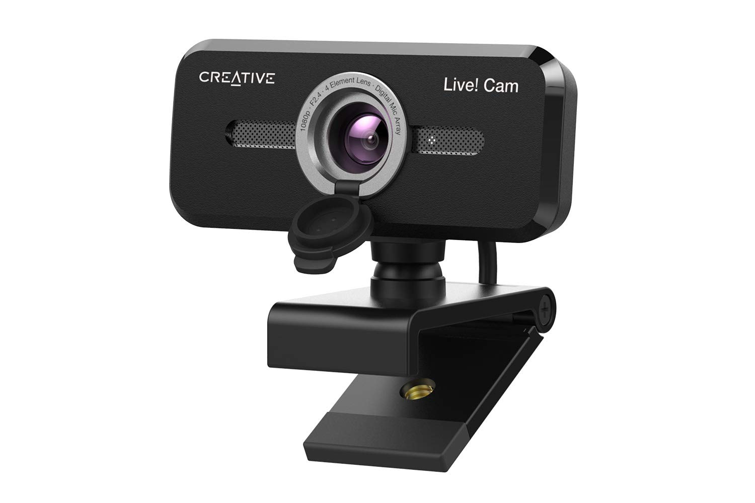 دوربین وب USB با زاویه دید گسترده وضوح کامل Creative Live! Cam Sync 1080p V2 با قابلیت خاموشی خودکار و کاهش نویز برای تماس تصویری، دارای میکروفون داخلی دوگانه بهبود یافته برای Zoom، Skype.