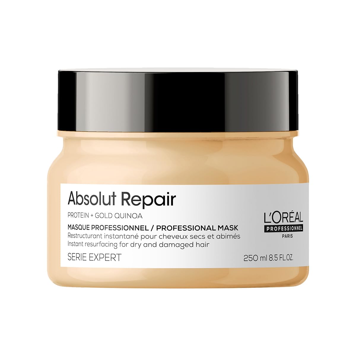ماسک ترمیم‌کننده L'Oréal Professionnel Absolut Repair برای موهای خشک و آسیب‌دیده | ترمیم و نرمی بخشیدن به موهای خشک و آسیب‌دیده با کینوا طلایی و پروتئین | SERIE EXPERT | 250 میلی‌لیتر