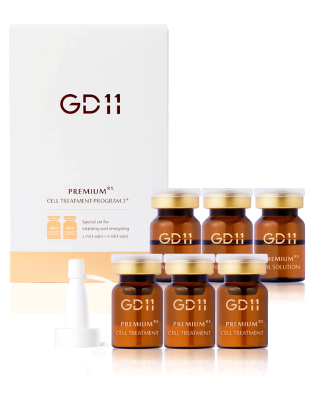 محصول درمانی سلول اگزوزوم GD11 Premium Rx | مجموعه مراقبت از پوست خانگی Premium برای بازسازی پوست | آمپول ضد چین و چروک و ضدپیری جهت مراقبت از الاستیسیته صورت، ۳ جفت (۰.۱ اونس + ۰.۲ فلوئید اونس)