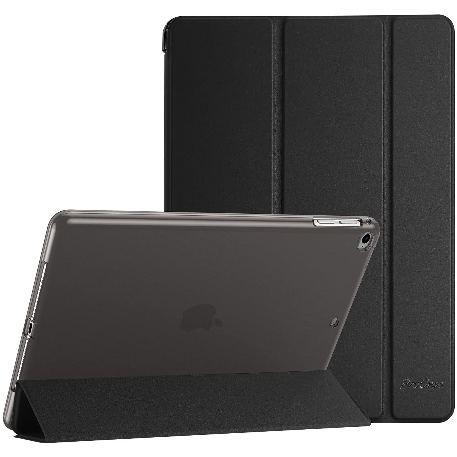 کاور ProCase برای iPad 9.7 اینچ مدل 2018 iPad نسل 6 و iPad نسل 5 مدل 2017، کاور iPad Pro 9.7 اینچ و iPad Air مدل 1/2، کاور نرم و قابل انعطاف با پشتی TPU، قاب حفاظتی با استند ثابت برای iPad 9.7 اینچ - سیاه