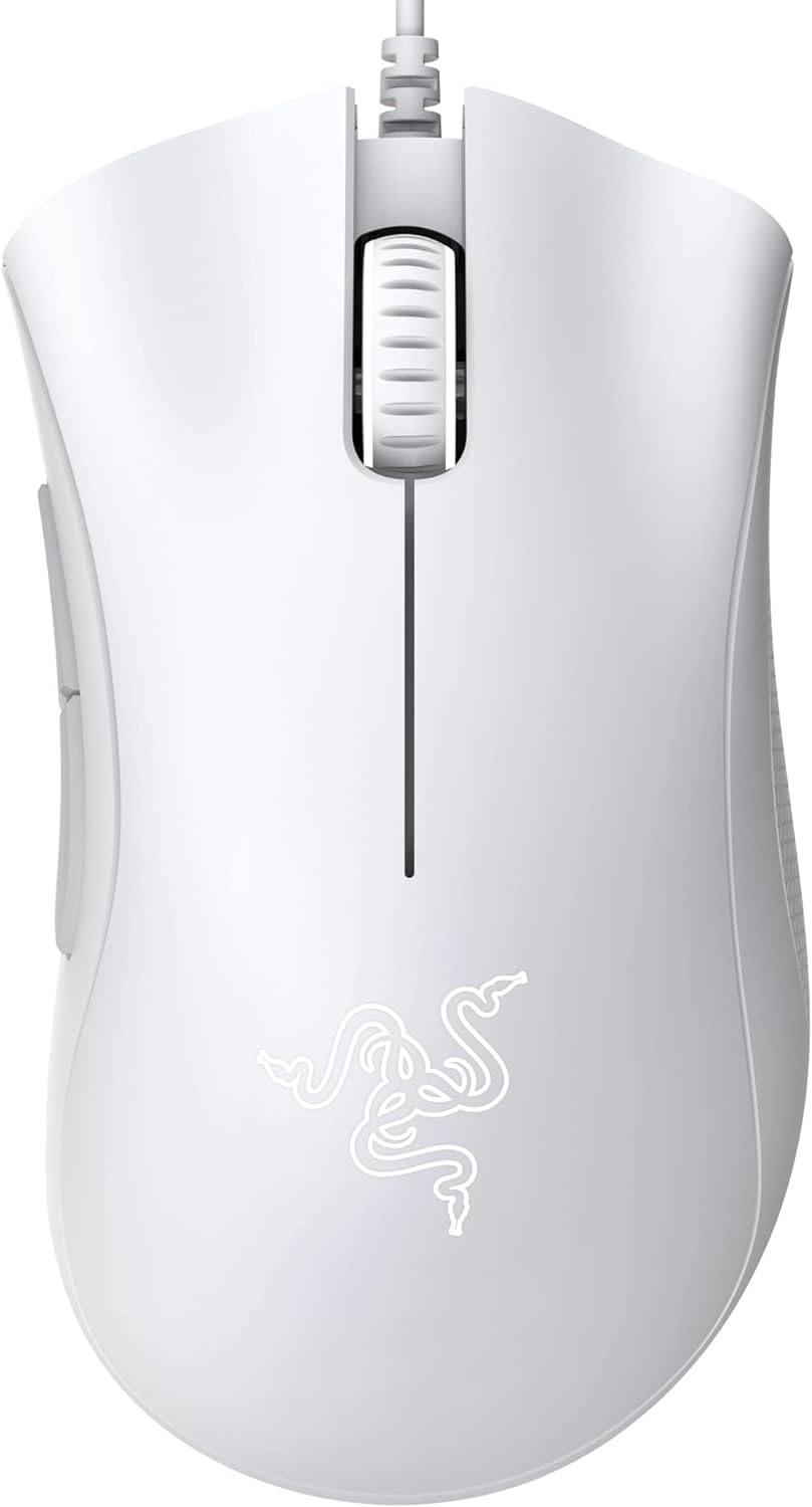 ماوس بازی Razer DeathAdder Essential: حسگر نوری 6400 نقطه در اینچ - 5 دکمه قابل برنامه ریزی - سوییچ‌های مکانیکی - دسته‌های لغزنده لاتکس - سفید جیوه سفید باسیک باسیک وایرد