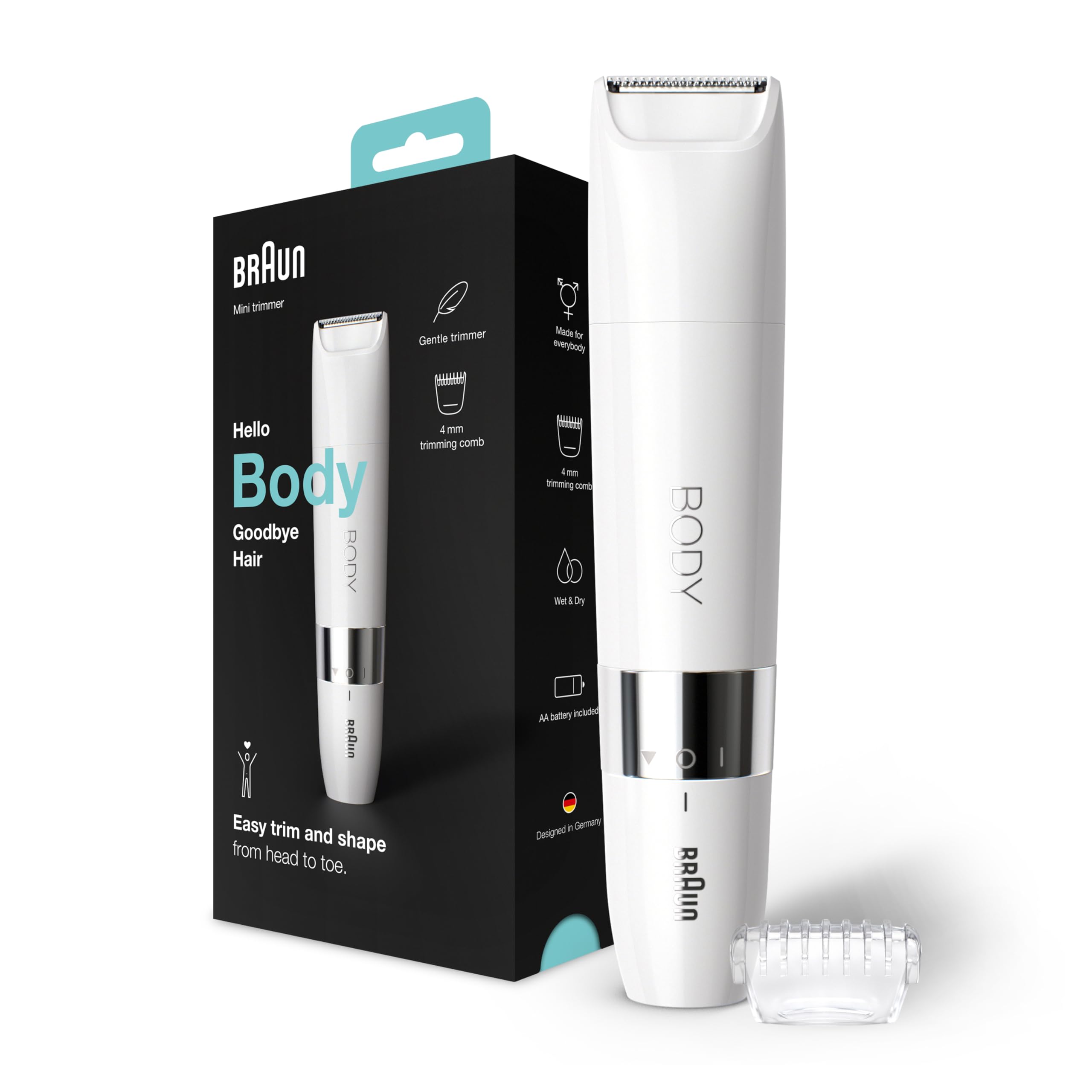 تراکم کننده بدن Braun Mini Trimmer BS1000، از برداشتن موهای بدن با برق برای همه، برای استفاده در حرکت