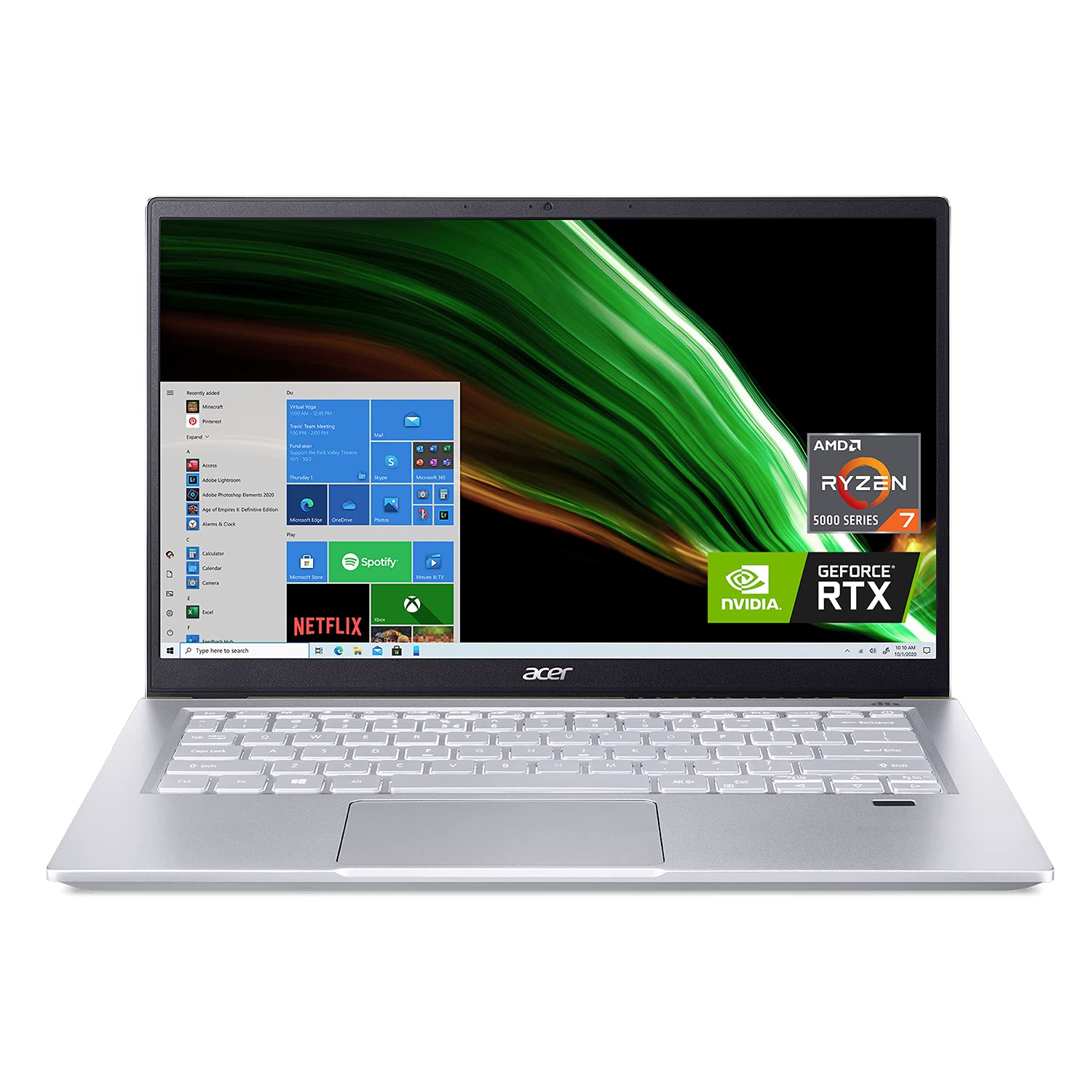 لپ تاپ خالق Acer Swift X SFX14-41G-R1S6 | 14 اینچ Full HD 100٪ sRGB | AMD Ryzen 7 5800U | NVIDIA RTX 3050Ti GPU | 16GB LPDDR4X | 512GB SSD | Wi-Fi 6 | صفحه کلید با نور پس زمینه | Amazon Alexa | Windows 10 Home