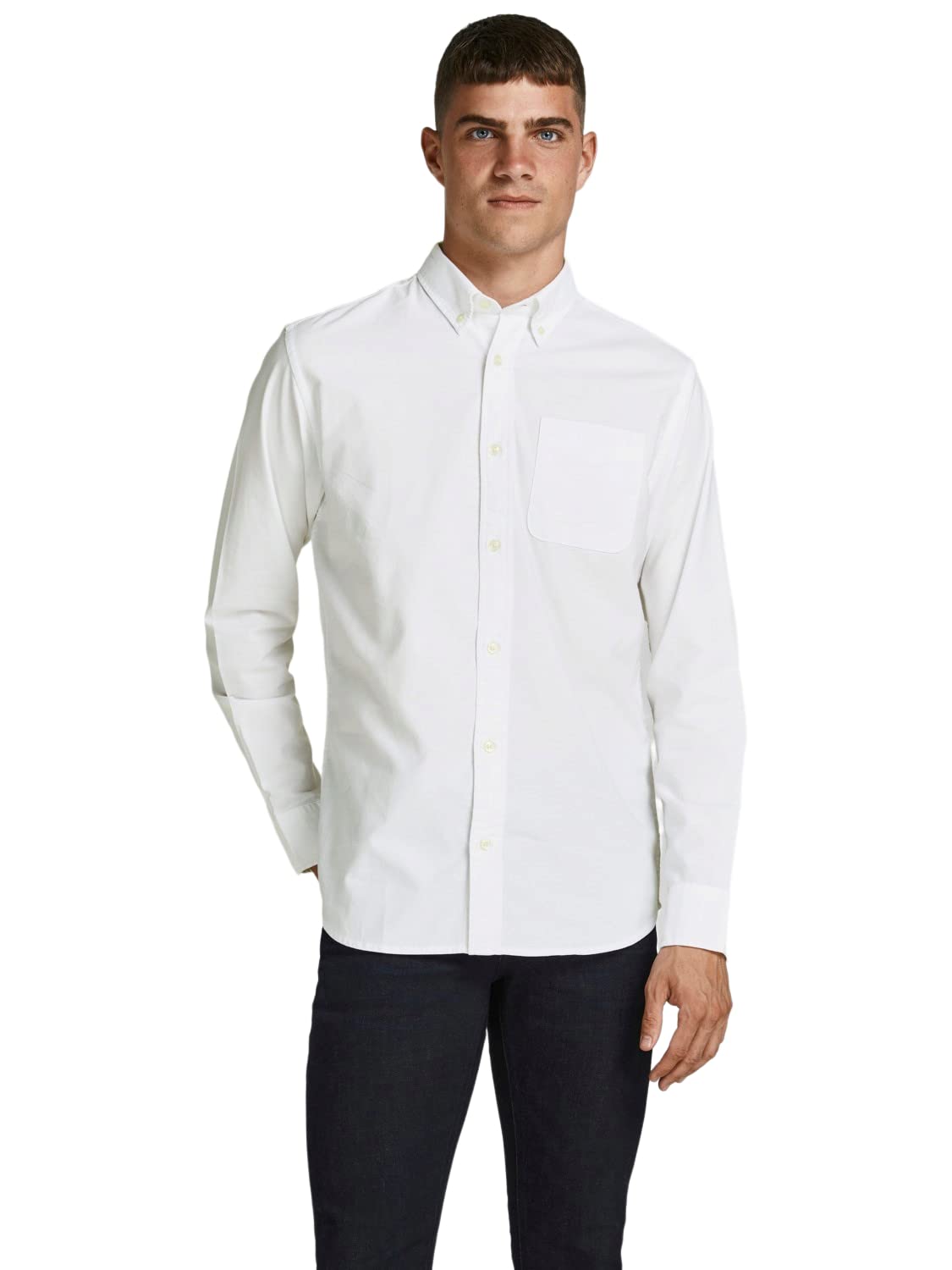 پیراهن آکسفورد مردانه Jack & Jones Jprblubrook با آستین بلند، سایز M، رنگ سفید