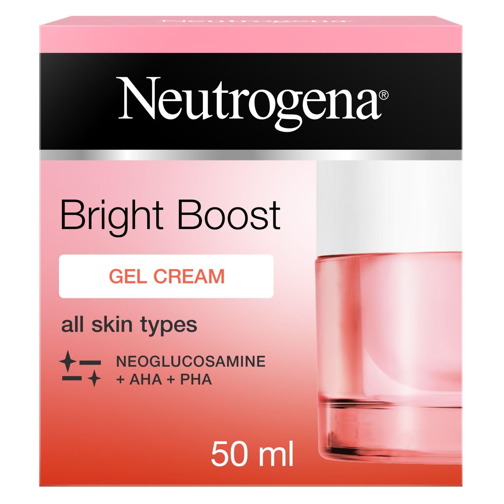 کرم ژلی Neutrogena Gel Cream، Bright Boost، ظاهر لکه‌های تیره، تنوع رنگ پوست و خطوط ریز را کاهش می‌دهد، فرمول سبک، 50 میلی‌لیتر