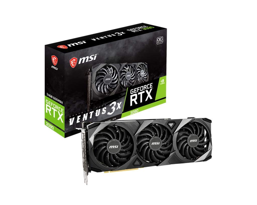 کارت گرافیک MSI Gaming GeForce RTX 3090، 24 گیگابایت GDRR6X، 384 بیتی، HDMI/DP، NVLink، فن Torx 3، معماری Ampere، اورکلاک‌شده (RTX 3090 VENTUS 3X 24G OC) (مرمت‌شده). سرعت حافظه: 1725 مگاهرتز