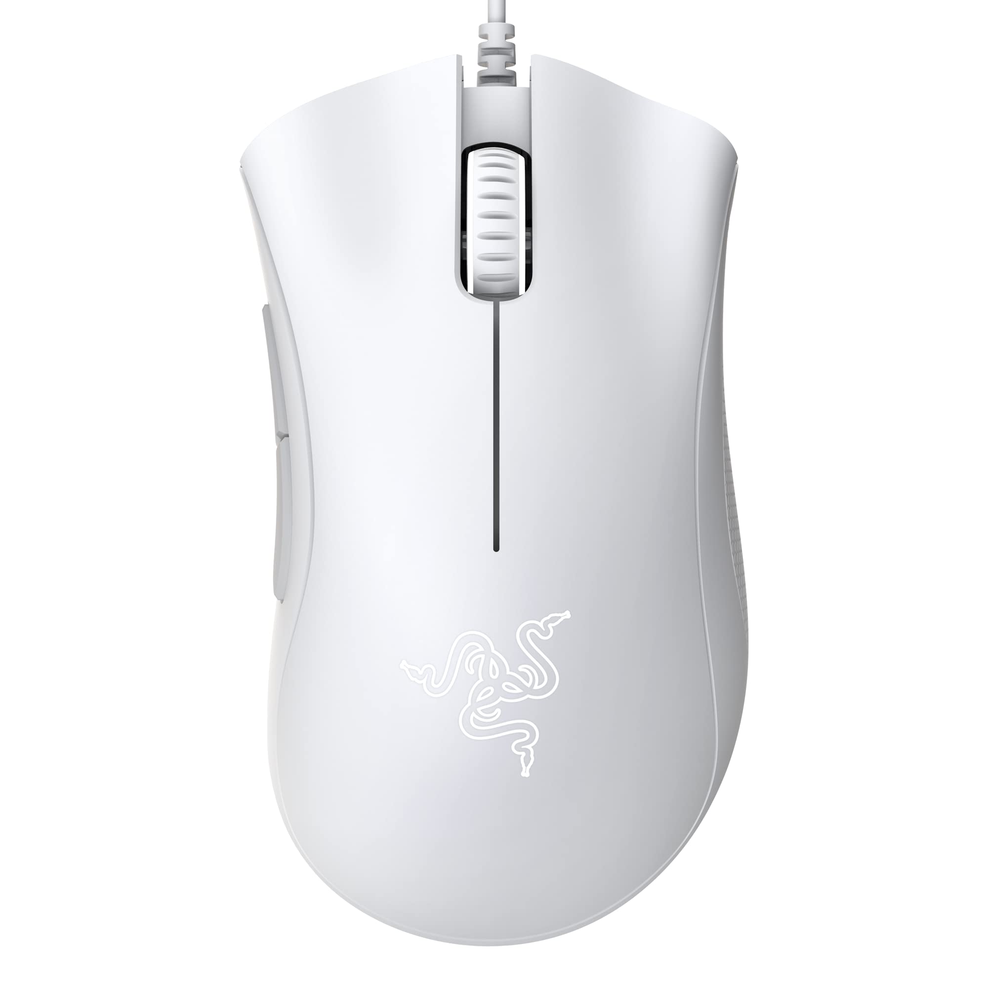 موش مخصوص بازی Razer DeathAdder Essential: حسگر نوری 6400 نقطه برای اینچ - 5 دکمه قابل برنامه‌ریزی - سوییچ‌های مکانیکی - دستگیره‌های لاستیکی - سفید جیوه