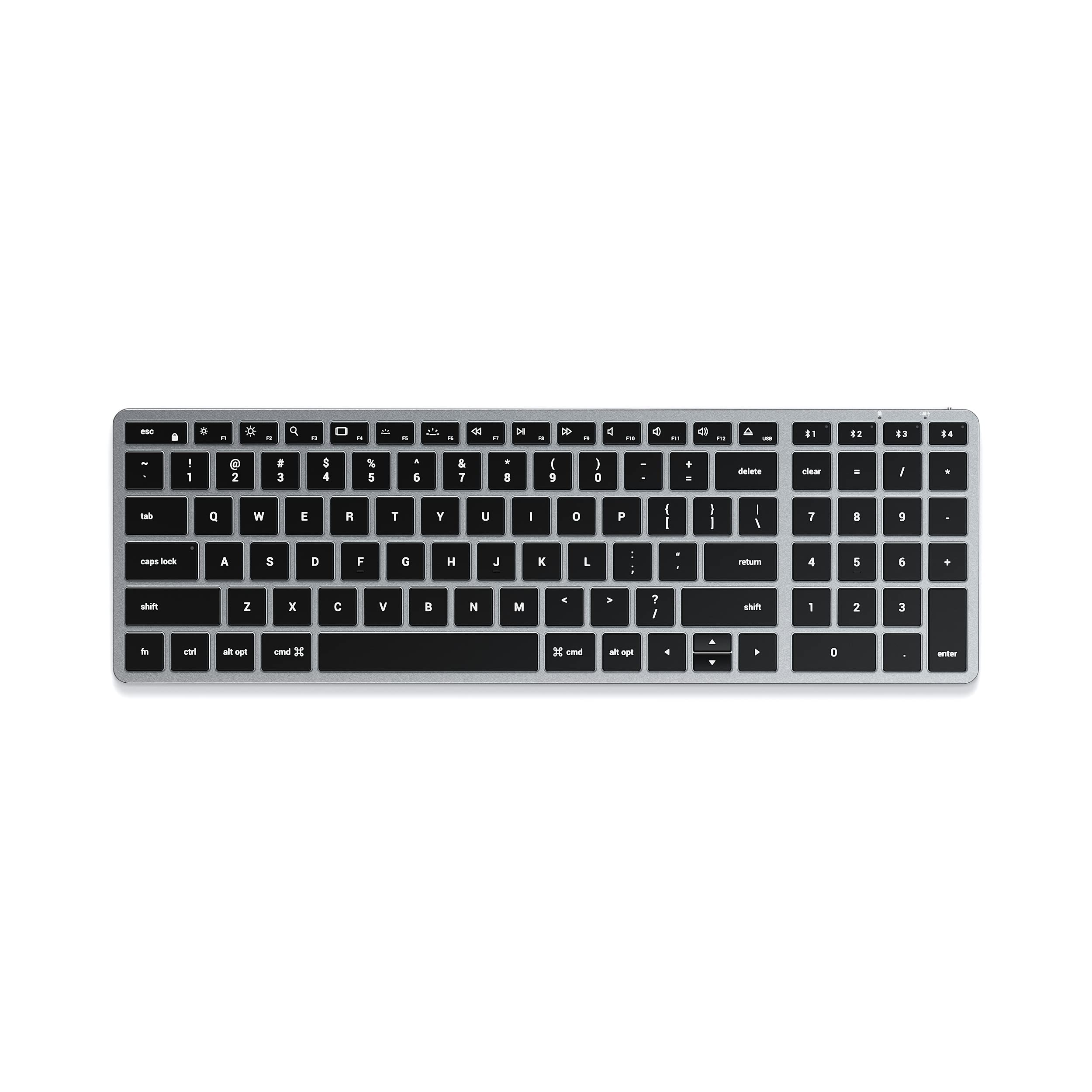 کیبورد بلوتوث Satechi Slim X2 برای مک، کلید‌های روشن و همگام‌سازی چند دستگاهی، برای مک‌بوک ایر/پرو M4، آیپد مینی/ایر/پرو M4، مک‌مینی، آیمک - اسپیس گری X2 اسپیس گری