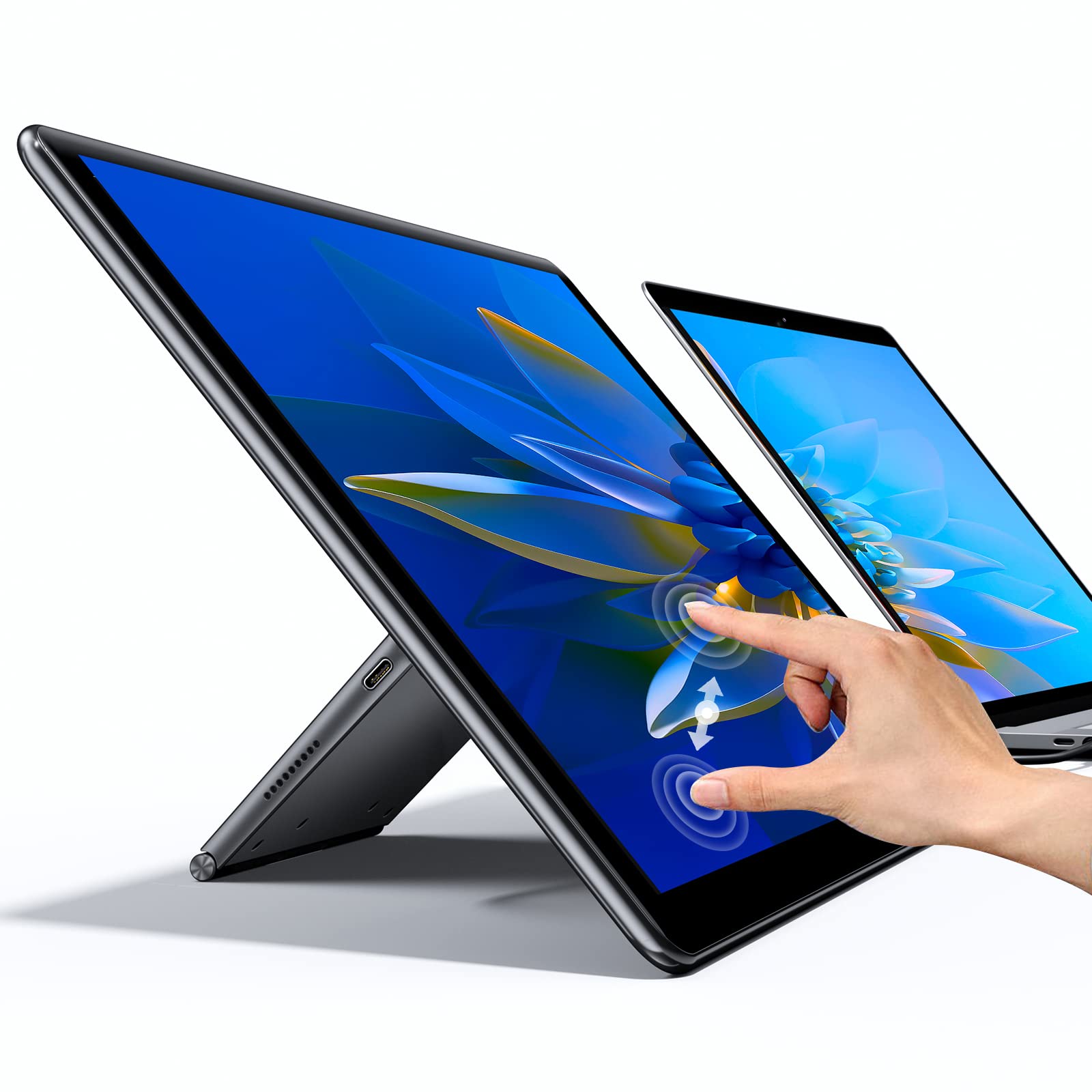 UPERFECT Y Portable Monitor Freestanding Touchscreen, 15.6''FHD 1080P IPS Screen with Adjust Kickstand, 2000:1 Contrast Ratio, 100% sRGB w/Standard HDMI/USB 3.0/Type C, Built-in Speaker/Ambient Light 15.6" 1080P 60HZ Touchscreen