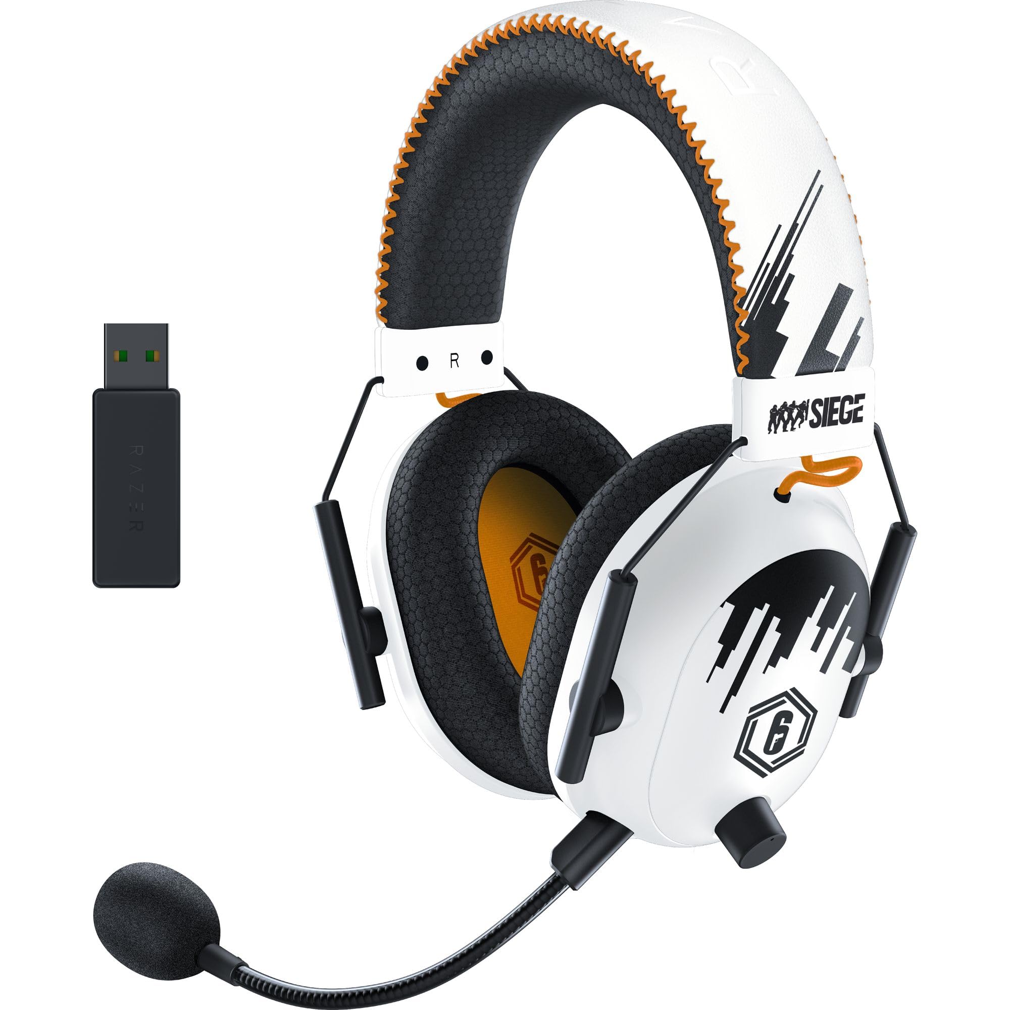هدست بازی بی‌سیم Razer BlackShark V2 Pro: صدای پیراپیچی فضایی THX 7.1 - درایورهای 50 میلی‌متری - میکروفون قابل جداشدن - برای رایانه شخصی، پلی‌استیشن 5، پلی‌استیشن 4، نینتندو سویچ، ایکس‌باکس وان، ایکس‌باکس مدل‌های اکس و اس - نسخه ویژه شش نقله Blackshark V2 - نسخه ویژه بی‌سیم بازی Six Siege