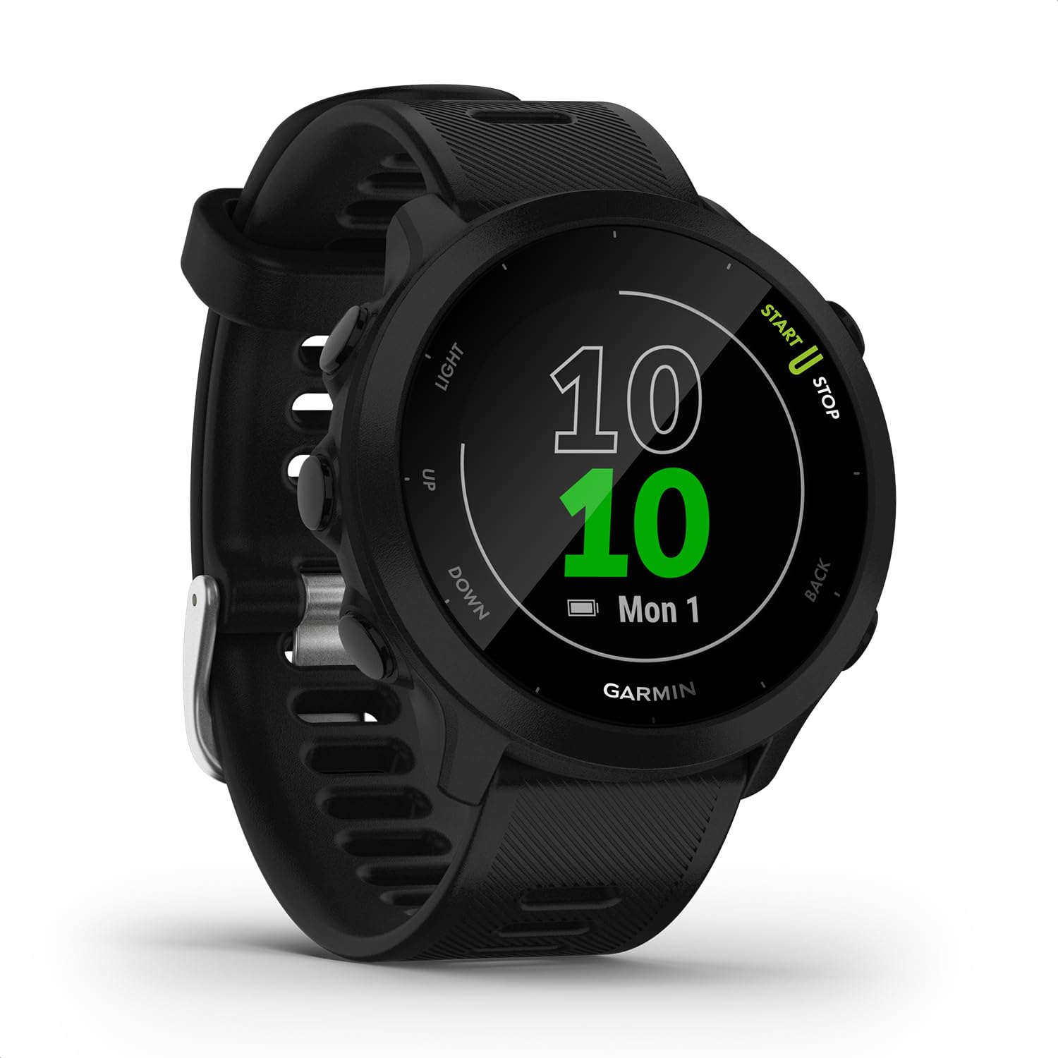 گارمین ساعت هوشمند GPS Forerunner 55 | دنبال‌کردن تناسب اندام برای ورزشکاران با عمر باتری ۲ هفته ای | برنامه‌های ورزشی داخلی وپیش‌بینی مسابقه‌هاogonal Race Predictor