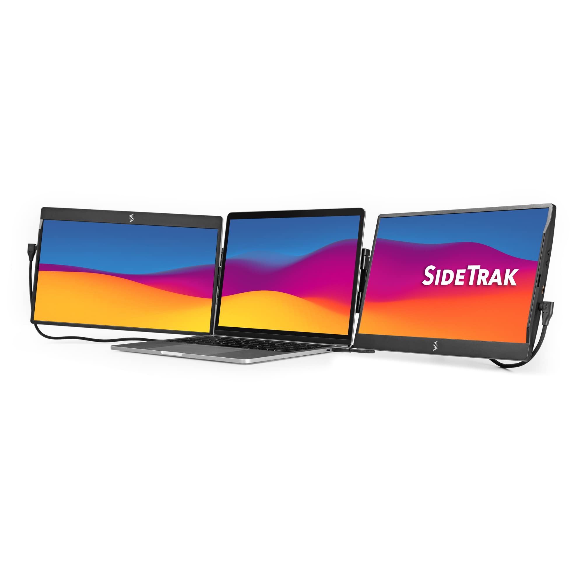 سوایل تریپل ۱۴ اینچی SideTrak ادغام‌پذیر، مانیتور‌های قابل حمل تحت پتنت برای لپ‌تاپ | نمایشگر سه‌گانه TFT با کیفیت تصویر Full HD برای لپ‌تاپ | سازگار با مک، کامپیوتر و کروم | مناسب برای تمام لپ‌تاپ‌ها | پشتیبانی از USB یا Mini HDMI (مانیتور سه‌گانه) سوایل مانیتور‌های تریپل ۱۴ اینچی