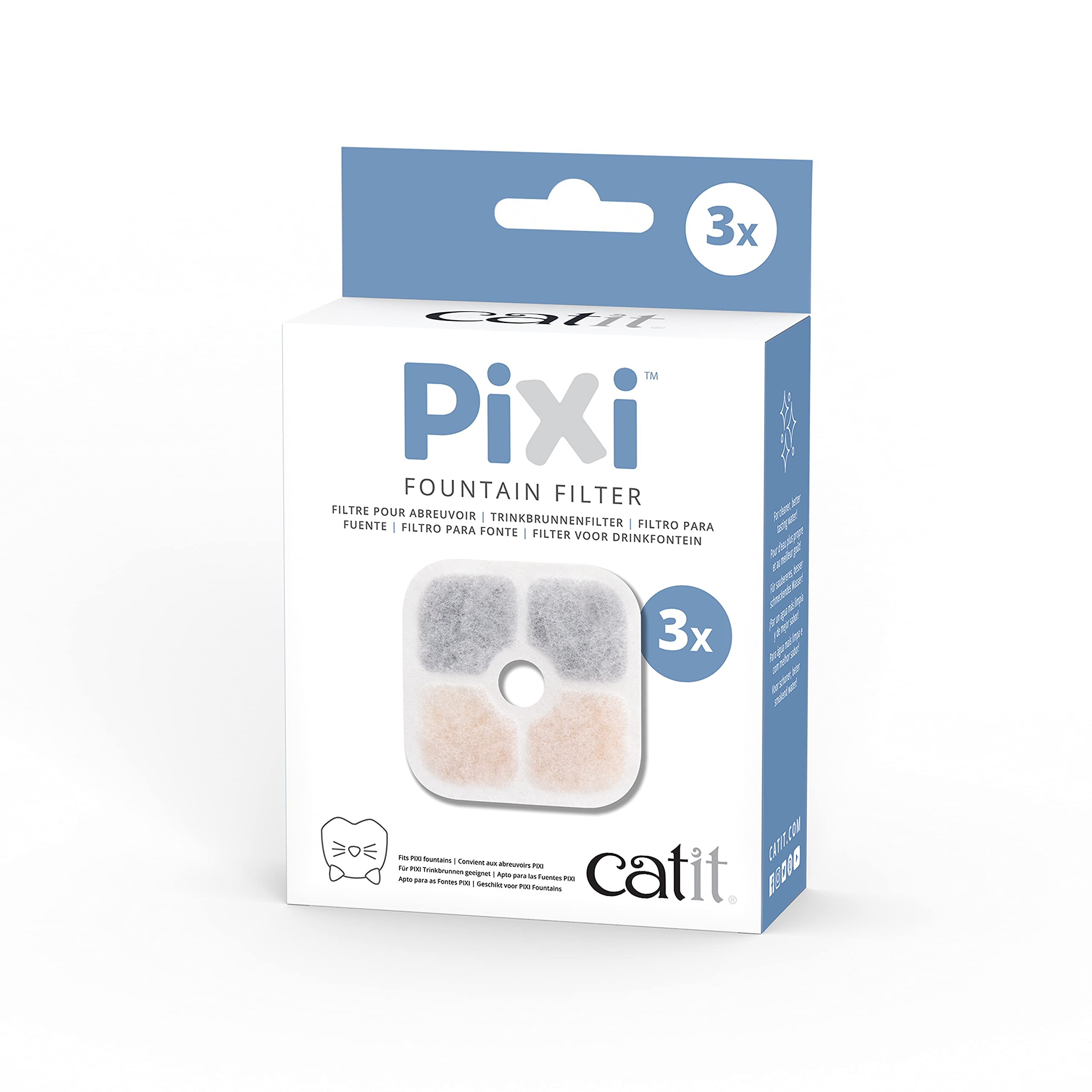 فیلتر آب جریانی گربه Catit PIXI، فیلتر آب سه گانه جایگزین، بسته ۳ عددی