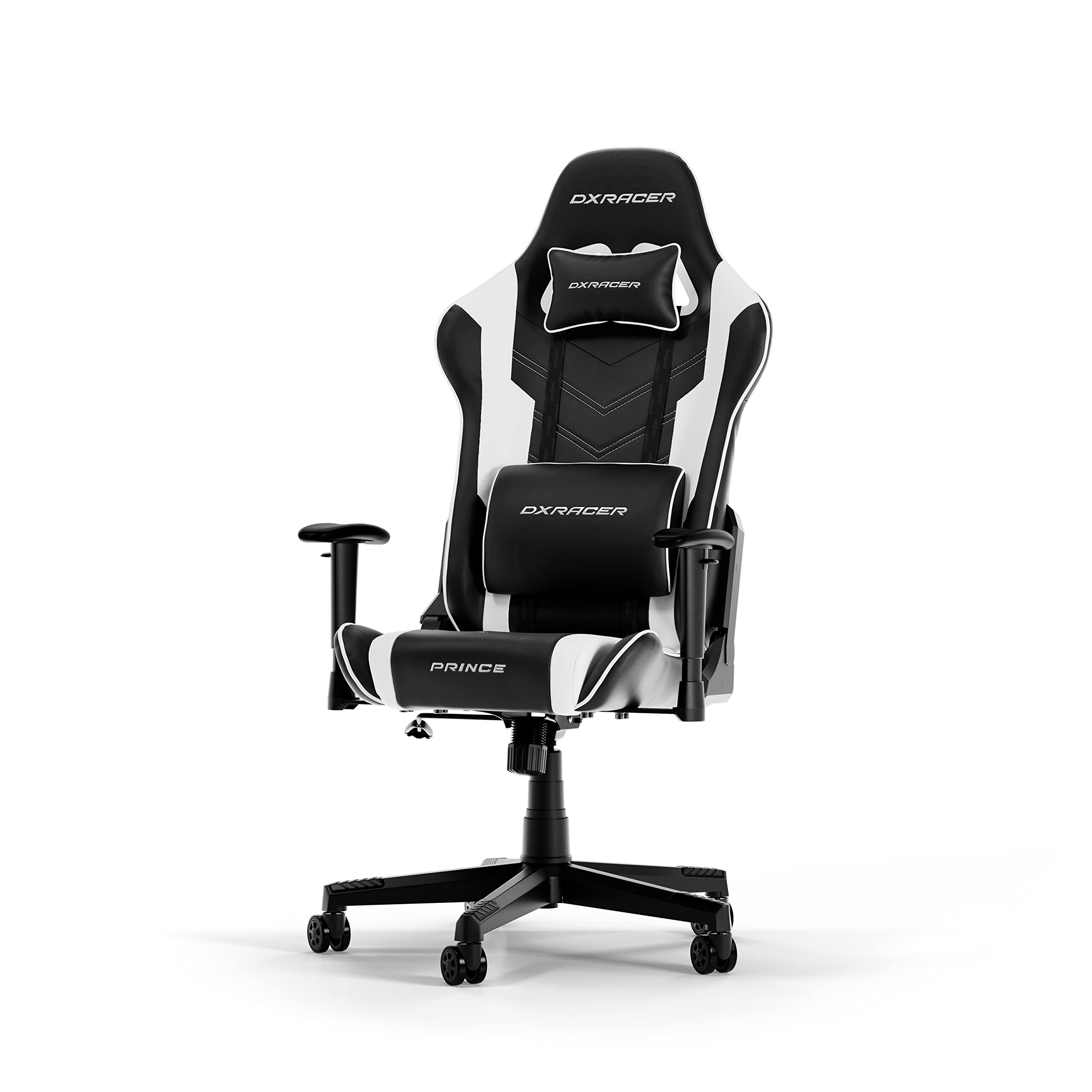صندلی بازی DXRacer (اصل) Prince P132، چرم مصنوعی، سیاه-سفید، تا ۱۸۵ سانتیمتر سیاه-سفید تا ۱۸۵ سانتیمتر