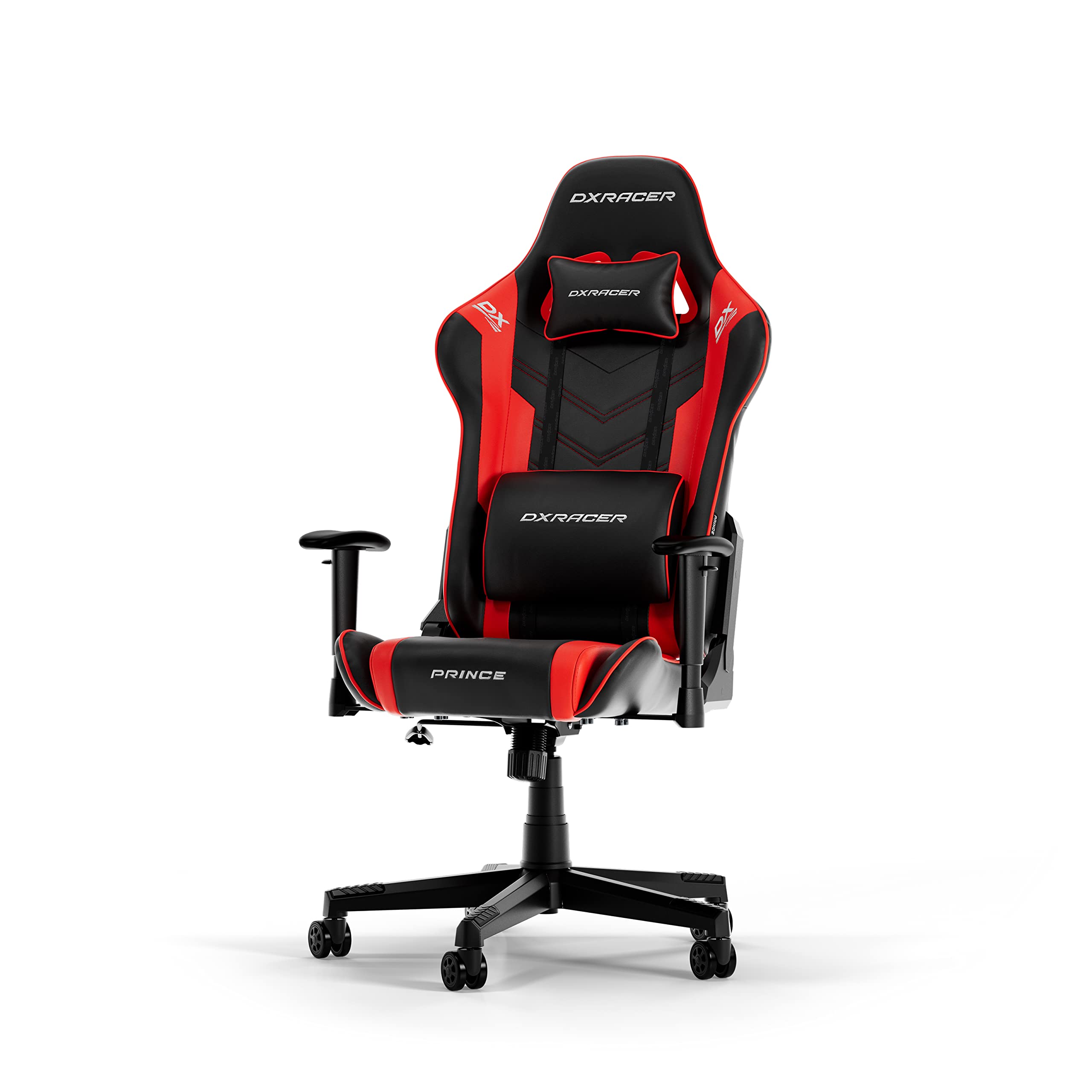 صندلی بازی DXRacer (اصلی) Prince P132، چرم صنعتی، مشکی-قرمز، تا ۱۸۵ سانتی‌متر، مشکی-قرمز تا ۱۸۵ سانتی‌متر