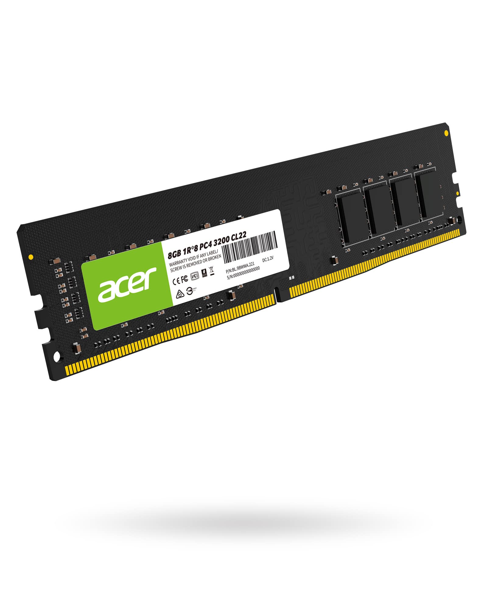 حافظه رایانه رومیزی Acer UD100 8GB DDR4 با فرکانس 3200MHz و تأخیر CL22 و رابط 288 پین و ولتاژ 1.2 به برق اتصال مستقیم (UDIMM)
