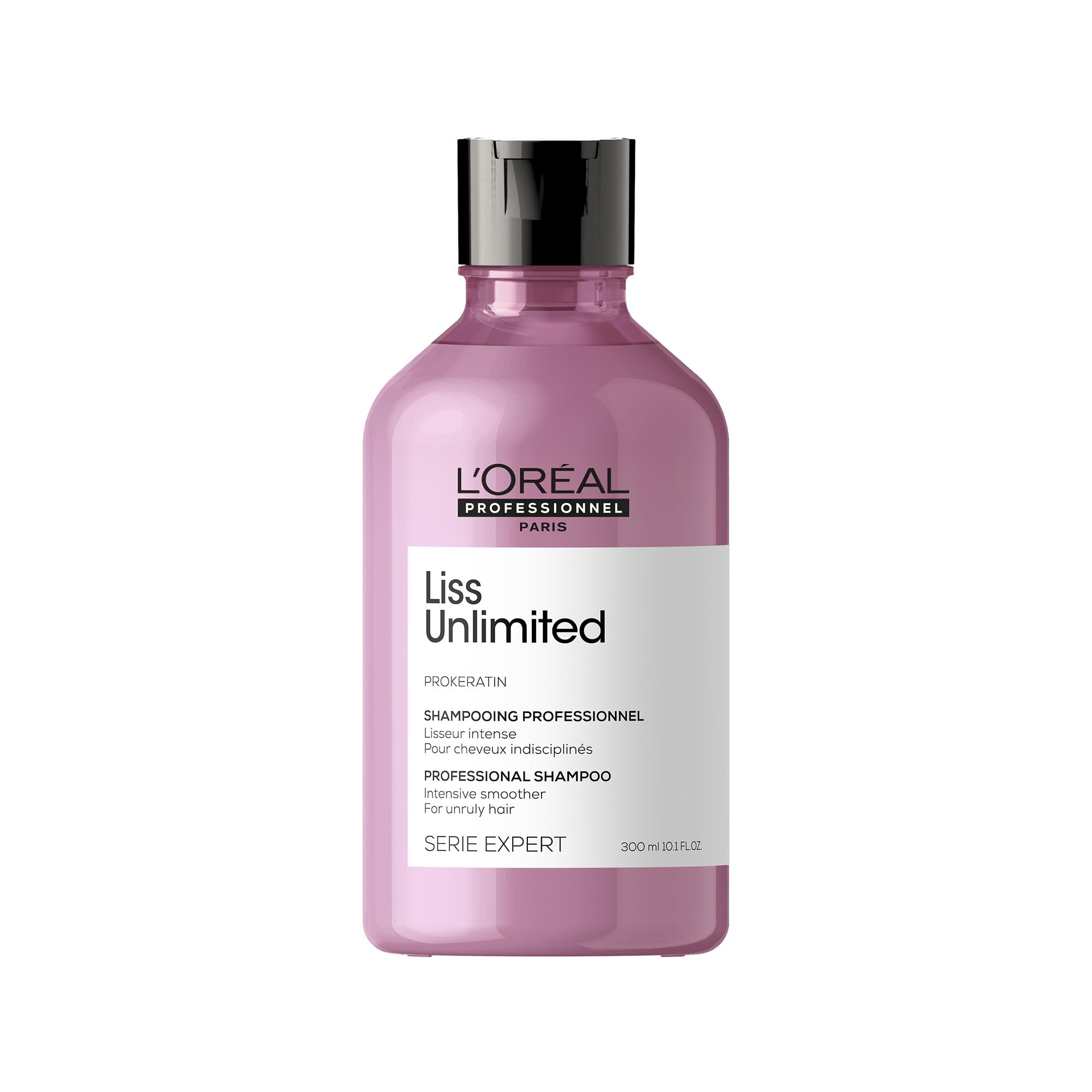 شامپو L'Oréal Professionnel | Liss Unlimited | حفاظت بلندمدت از پف و رطوبت | حاوی پروکراتین | مرطوب کننده و صاف کننده | برای انواع موی پفی و باساختار | ۳۰۰ میلی‌لیتر | بدون عطر